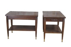 Mid Century Modern Mersman 2 Tier Walnut Side End Tables Nightstands MCM 28"