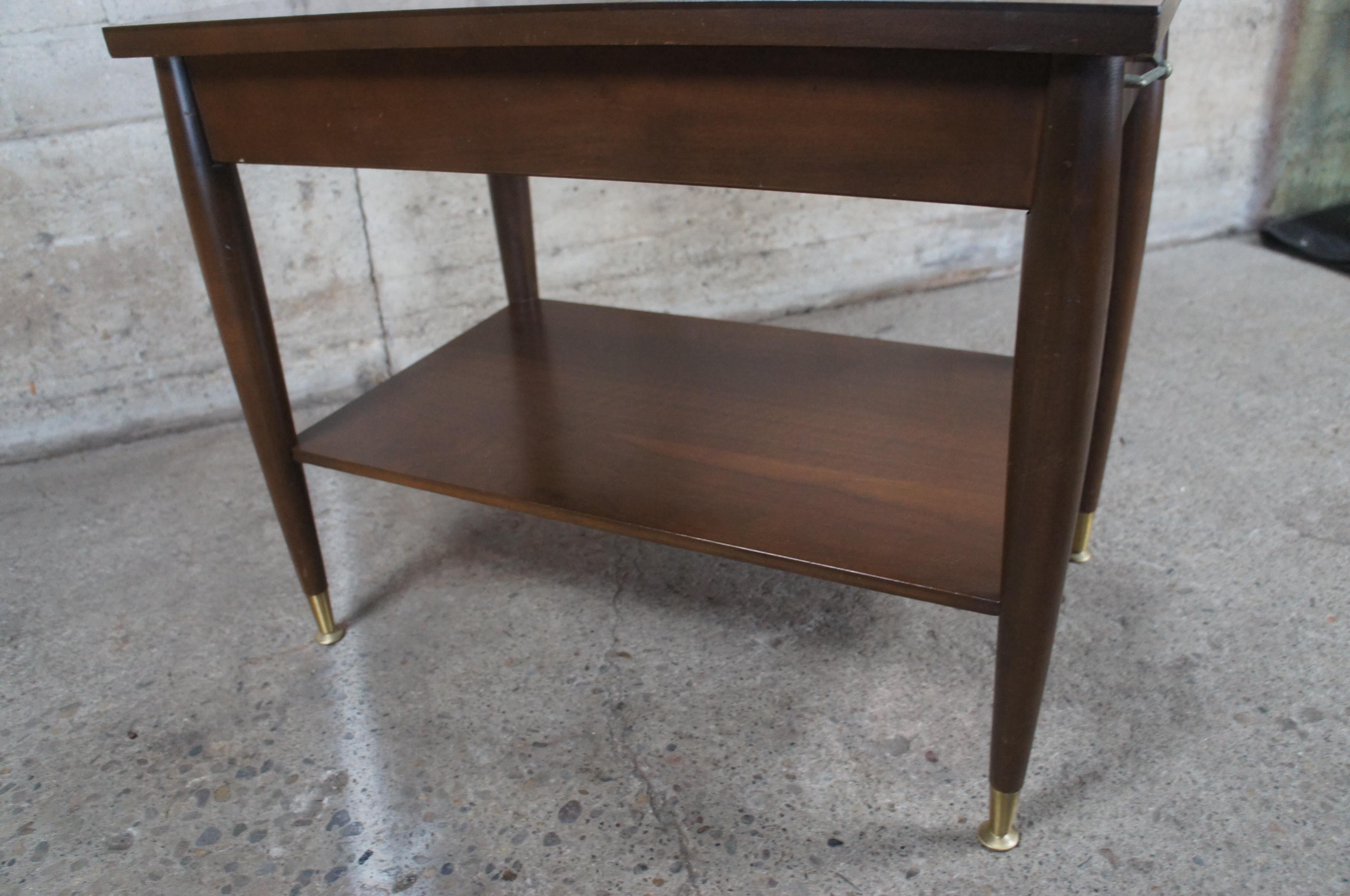 Mid Century Modern Mersman 2 Tier Walnut Side End Tables Nightstands MCM 28