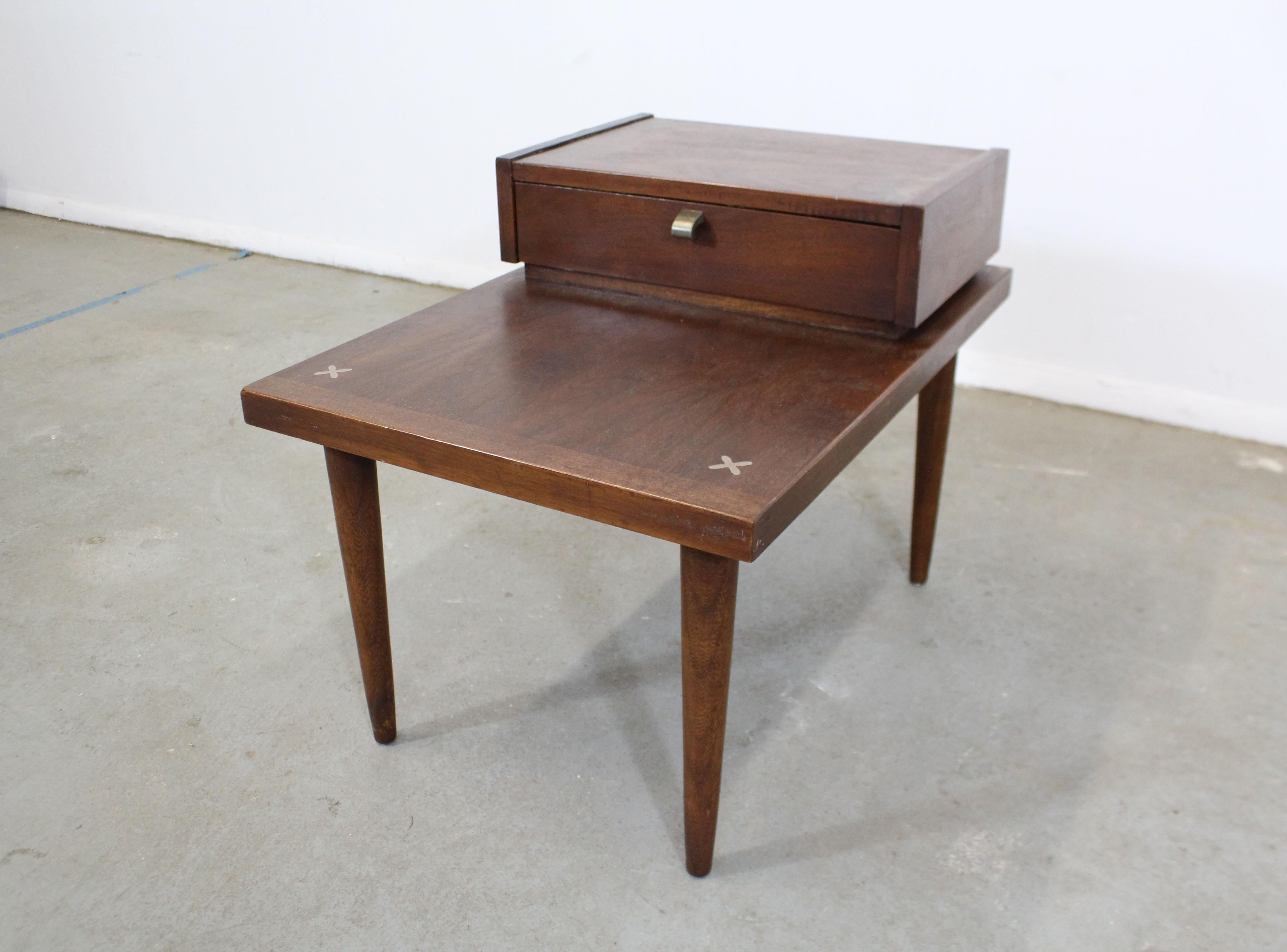 Aluminum Mid-Century Modern Merton Gershun American of Martinsville Walnut End Table