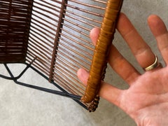 Mid century modern metal and bamboo magazine rack