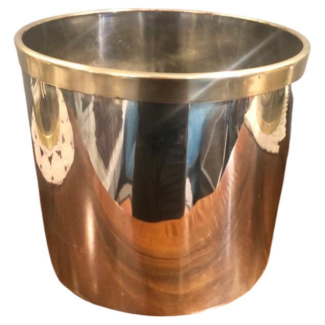 Mid-Century Modern Metal and Brass Cachepot by Romeo Rega, Italy 'circa 1965s' For Sale
