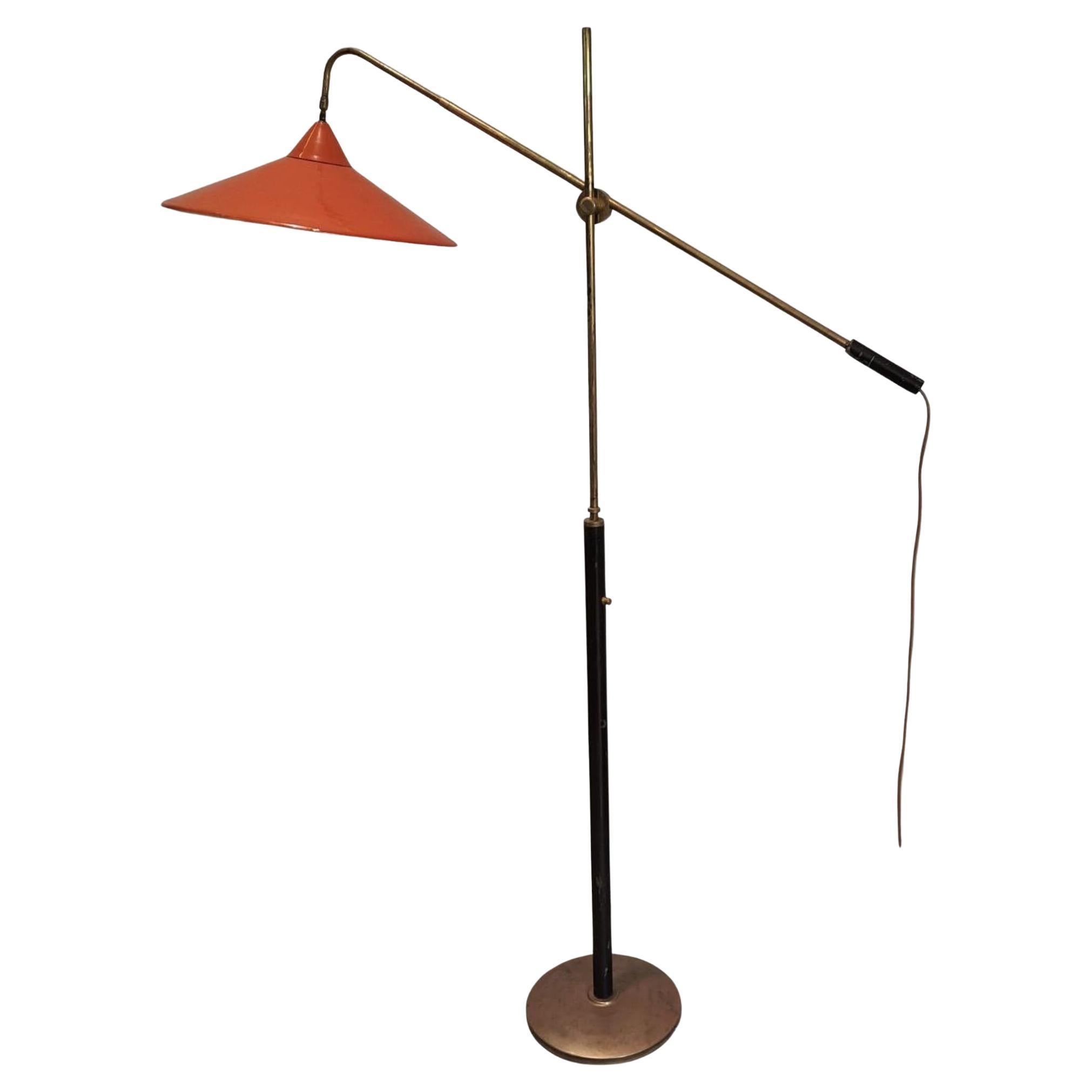 Moderne italienische Stehlampe aus Metall und Messing aus der Mitte des Jahrhunderts, 1950er Jahre
