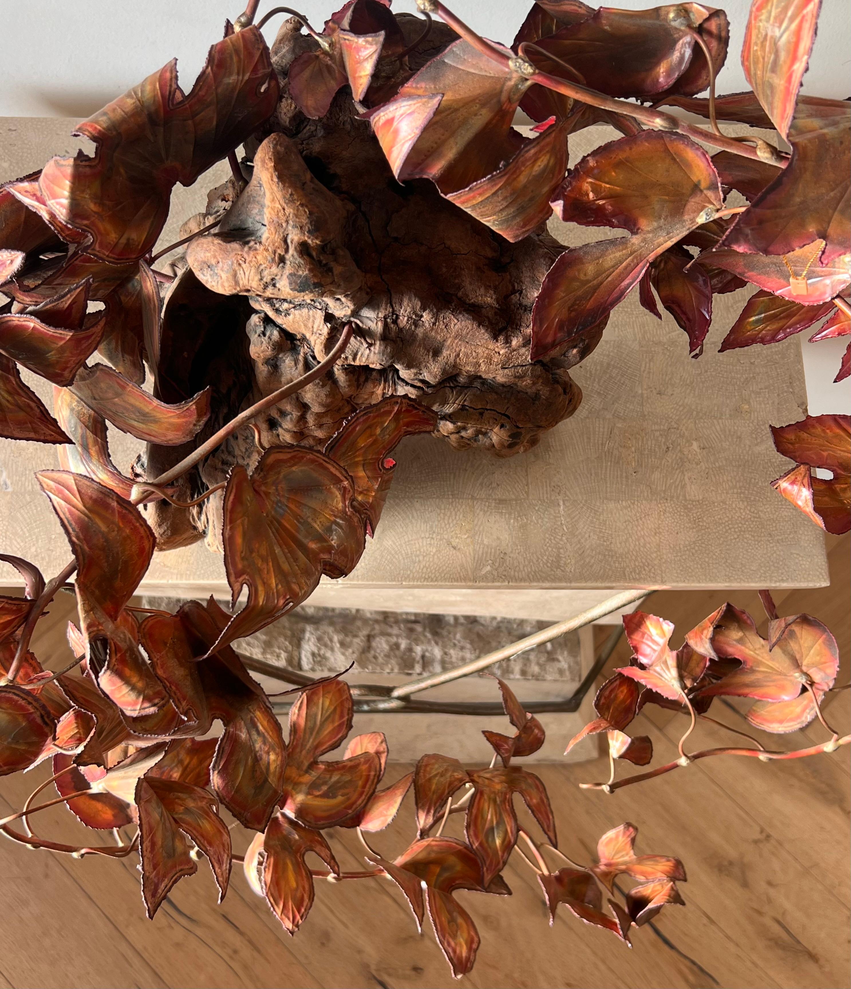 Mid century modern metal and burl wood wall sculpture attr Curtis Jeré, c. 1960 For Sale 3