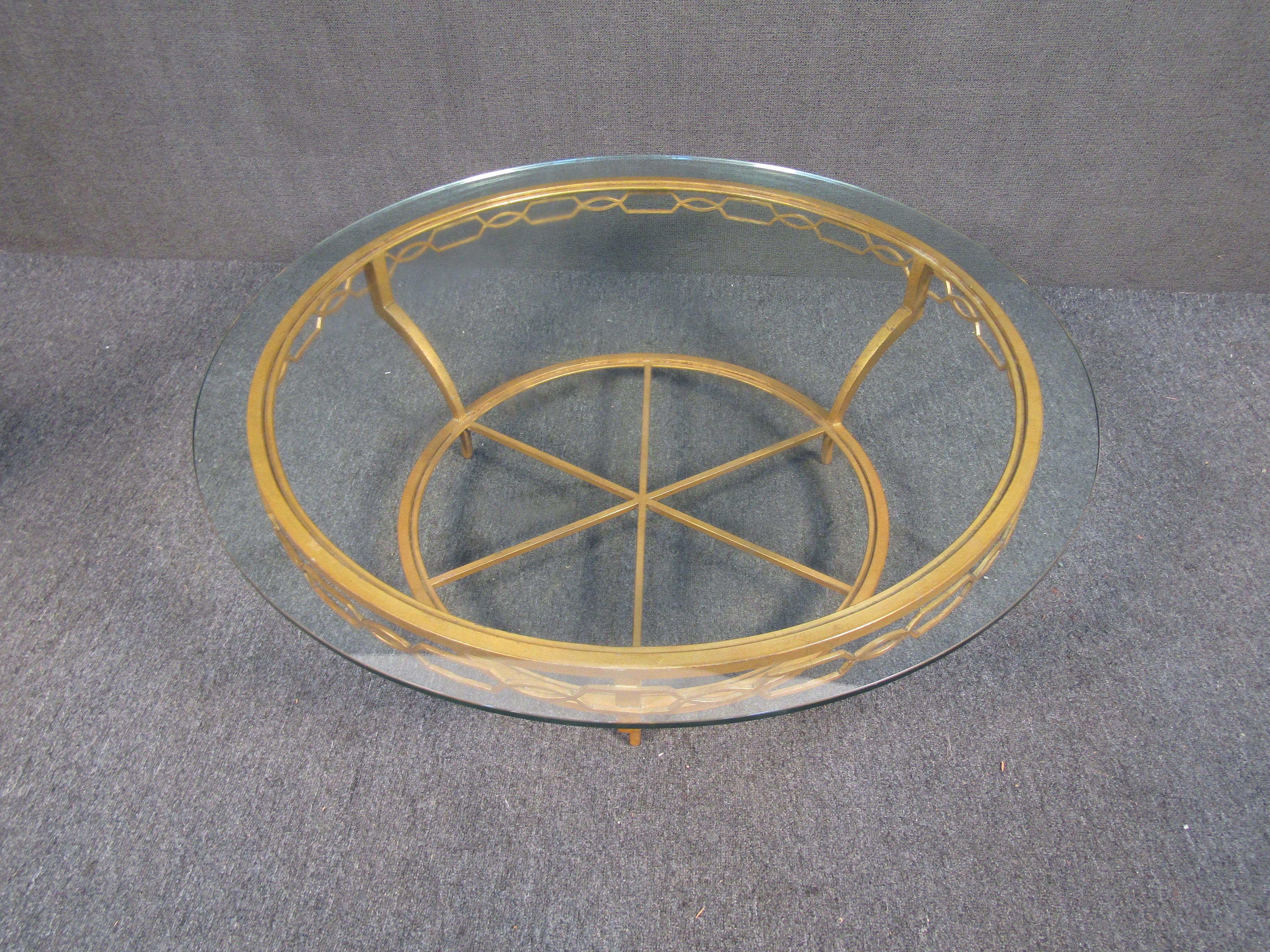 Late 20th Century Mid-Century Modern Metal and Glass Coffee Table For Sale