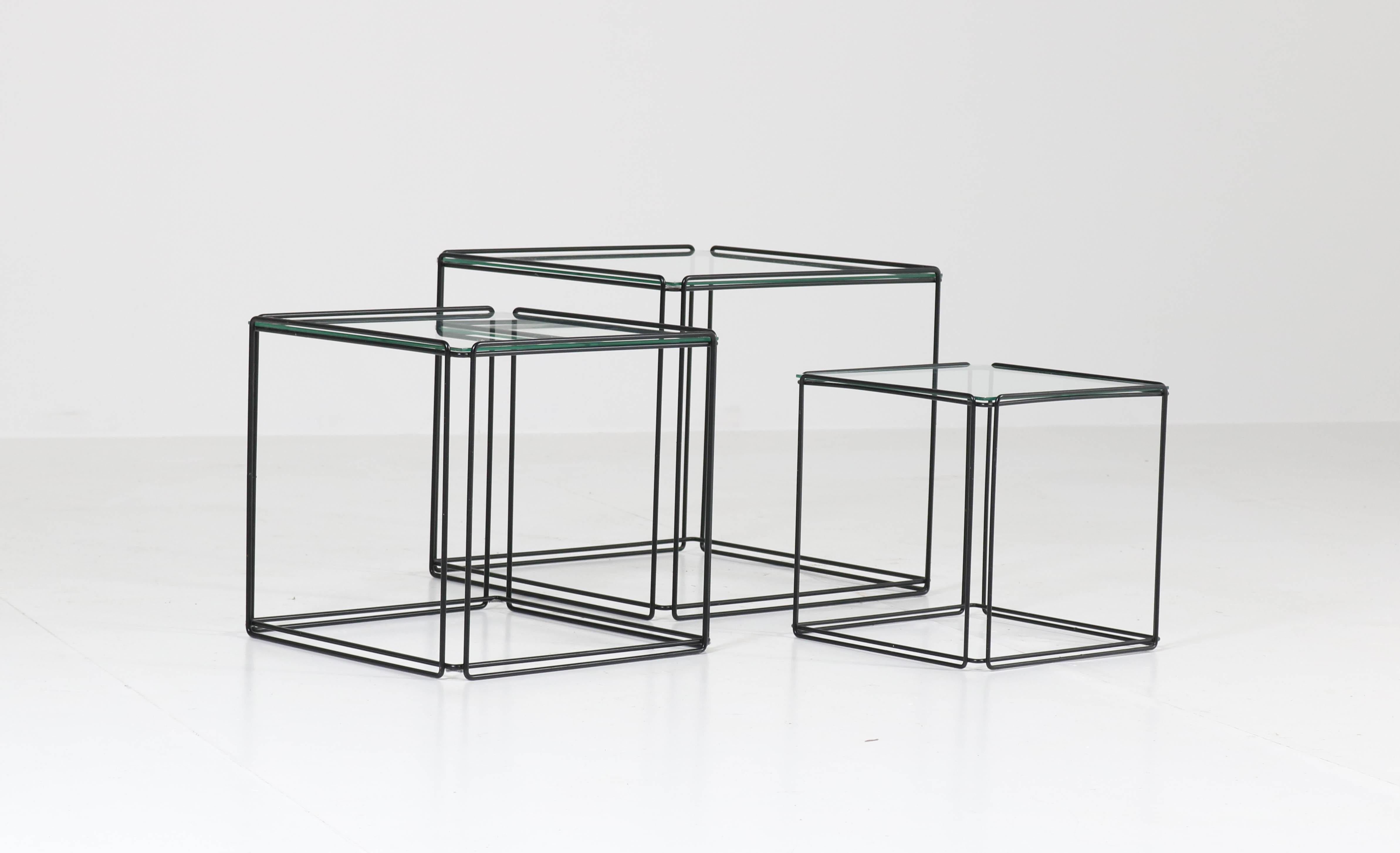 Mid-Century Modern Metal and Glass Nesting Tables by Max Sauze, 1970s 1