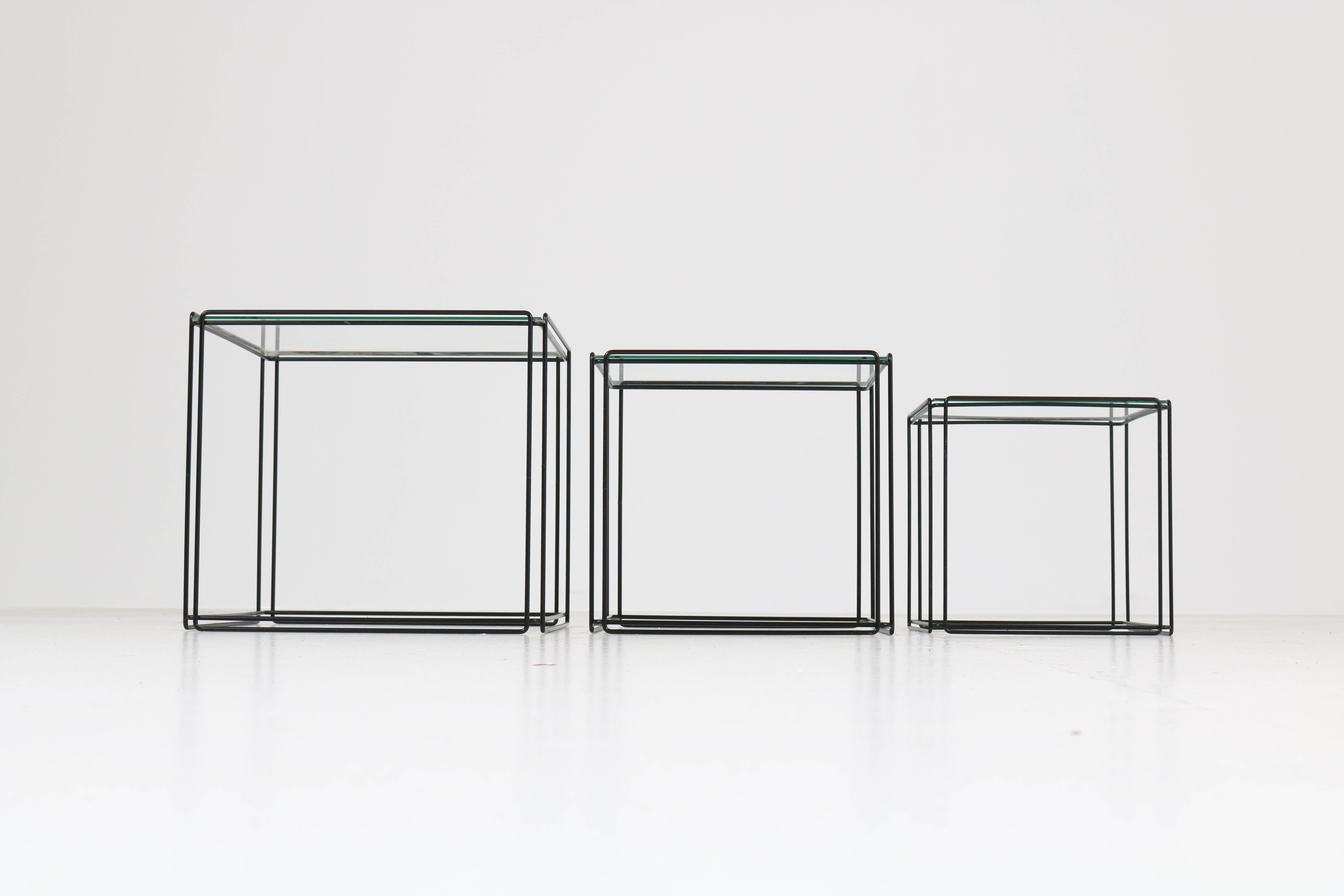 Mid-Century Modern Metal and Glass Nesting Tables by Max Sauze, 1970s 2