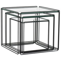 Mid-Century Modern Metal and Glass Nesting Tables by Max Sauze, 1970s