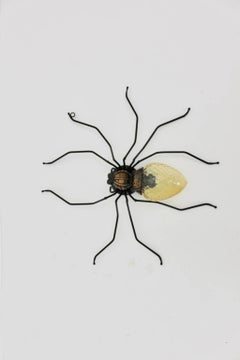 Mid-Century Modern Vintage Metal Glass Spider Wall Lamp, Italy, 1950s