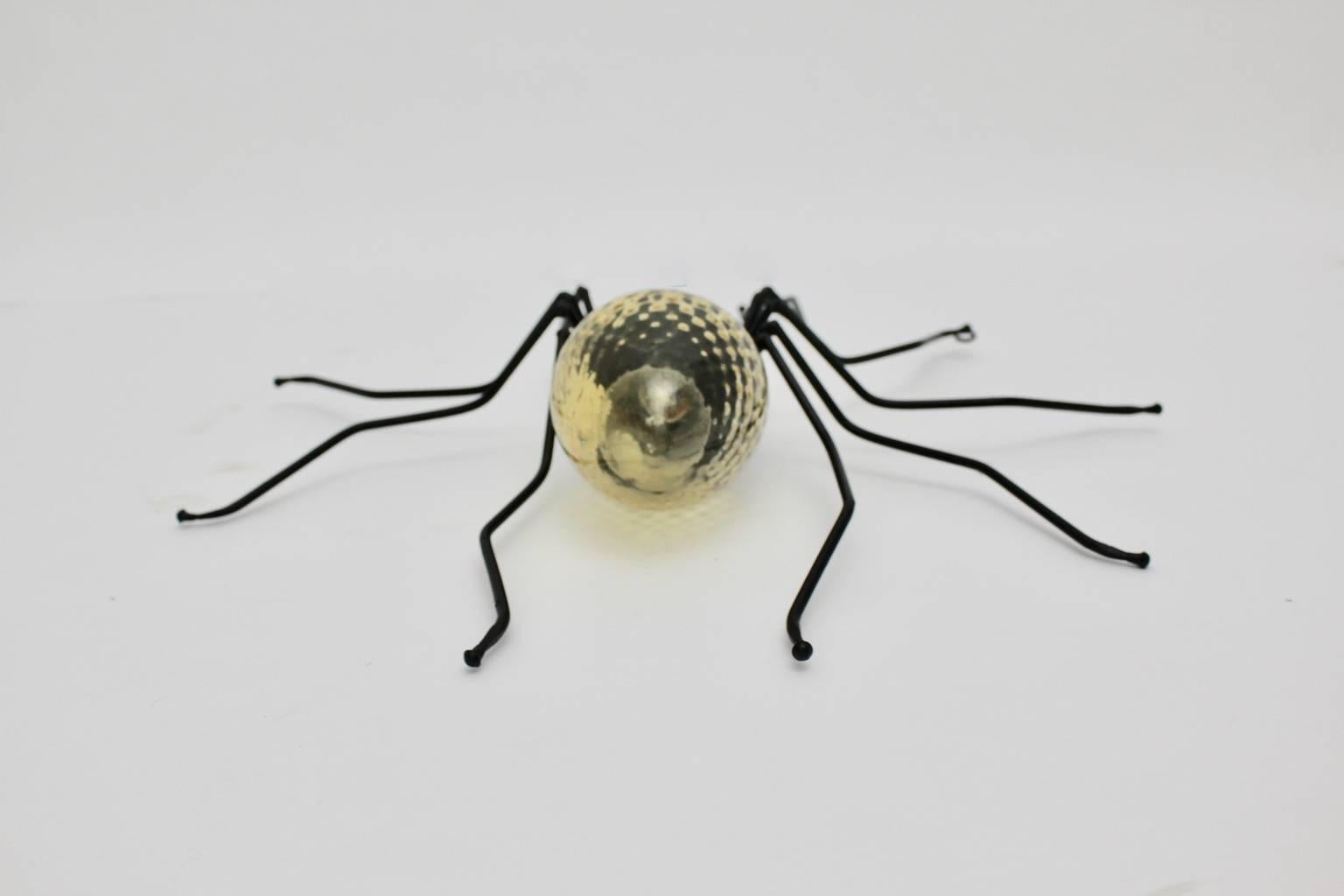 Italian Mid-Century Modern Metal and Glass Spider Wall Lamp, Italy, 1950s For Sale