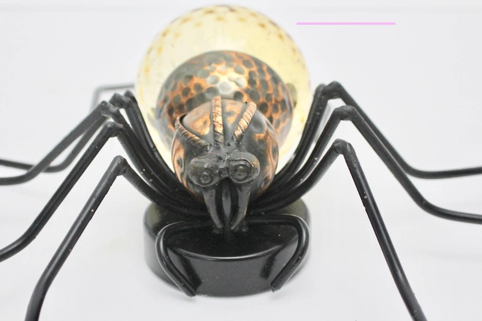 20th Century Mid-Century Modern Metal and Glass Spider Wall Lamp, Italy, 1950s For Sale