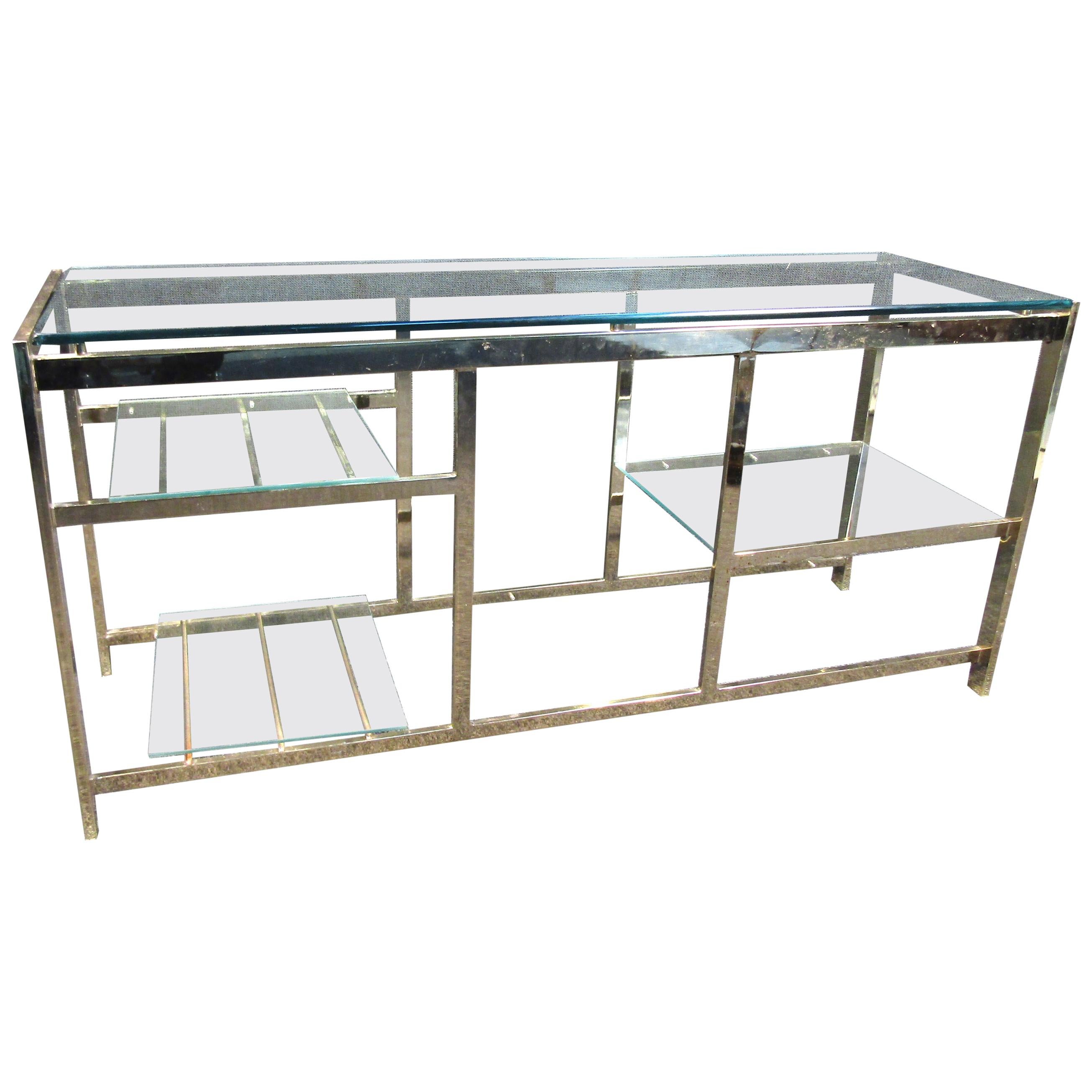 Mid-Century Modern Metal and Glass Table For Sale