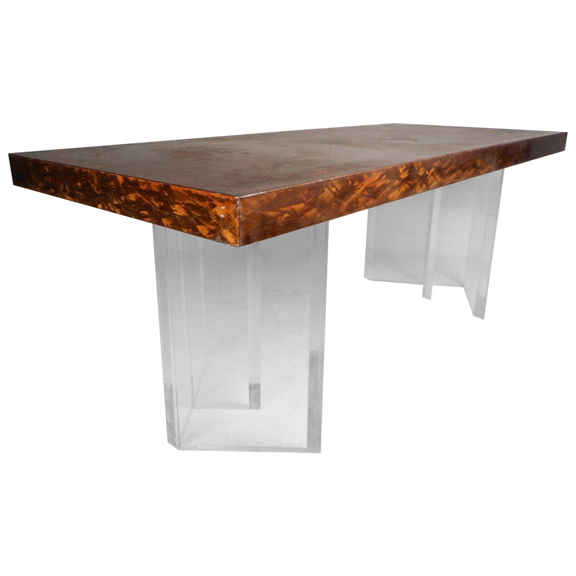 Mid-Century Modern Metal and Lucite Dining Table