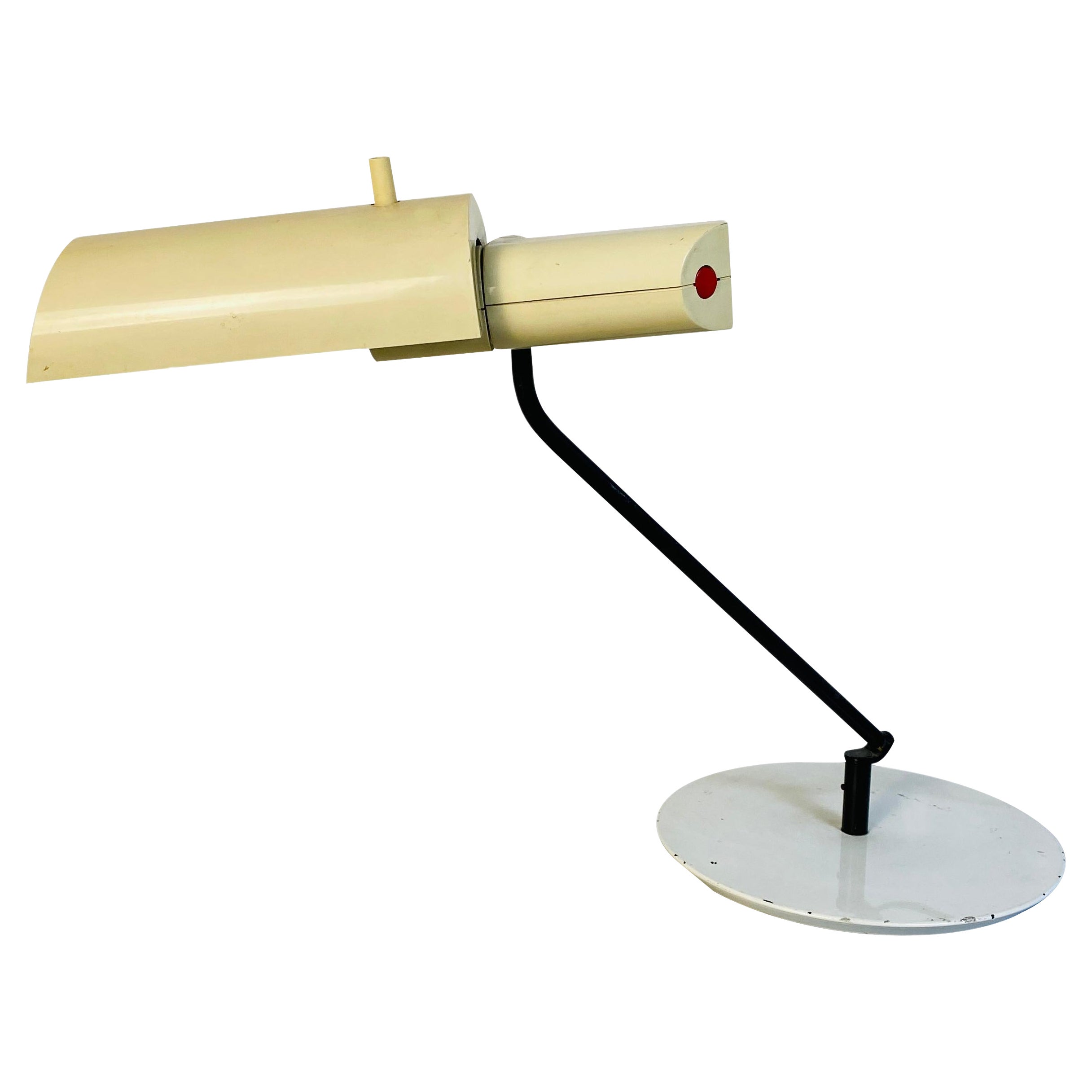 Lampada da tavolo moderna di metà secolo in metallo e plastica con struttura irregolare, anni '80