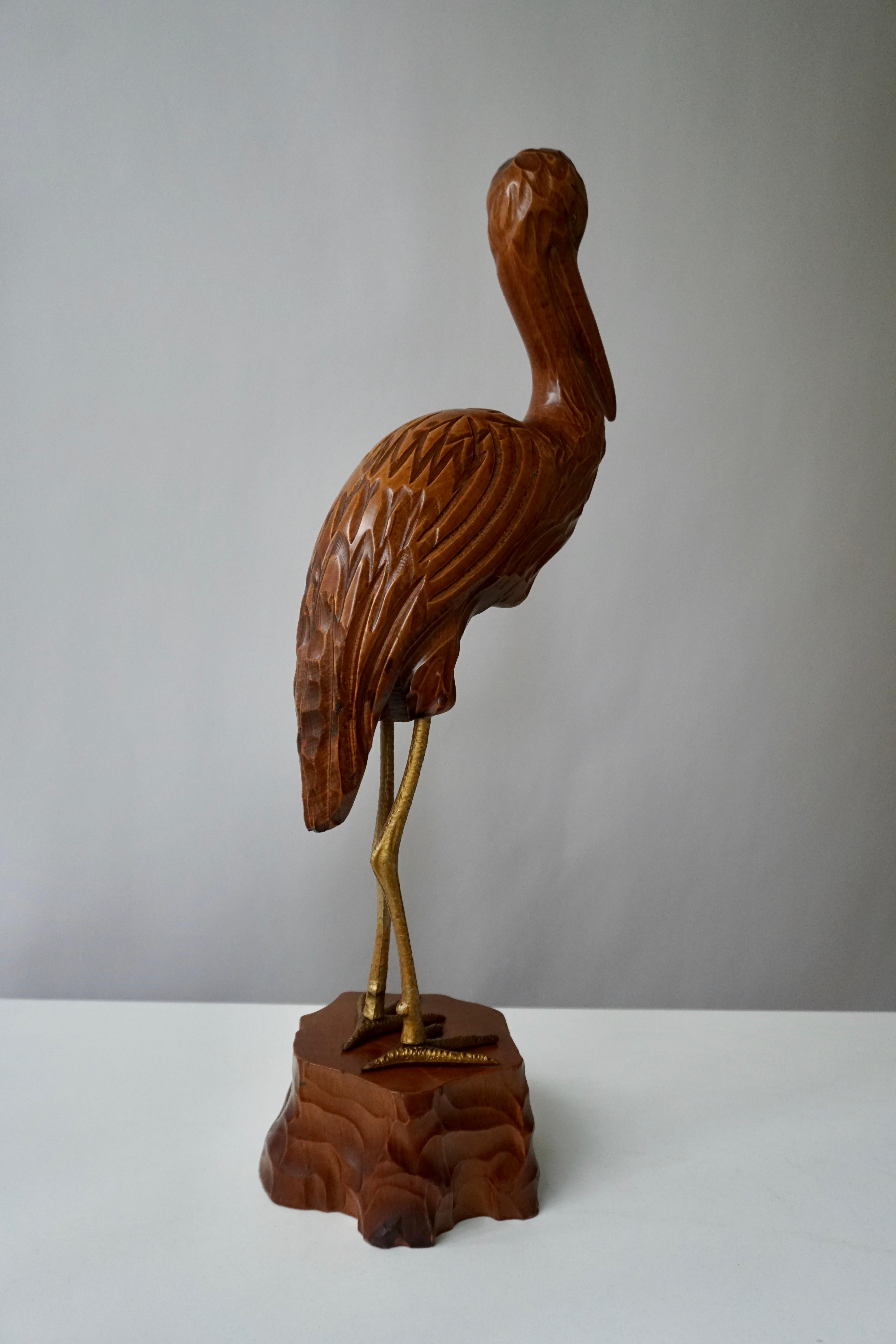 Mid-Century Modern Metal and Wood Ibis Bird Sculptures For Sale 4