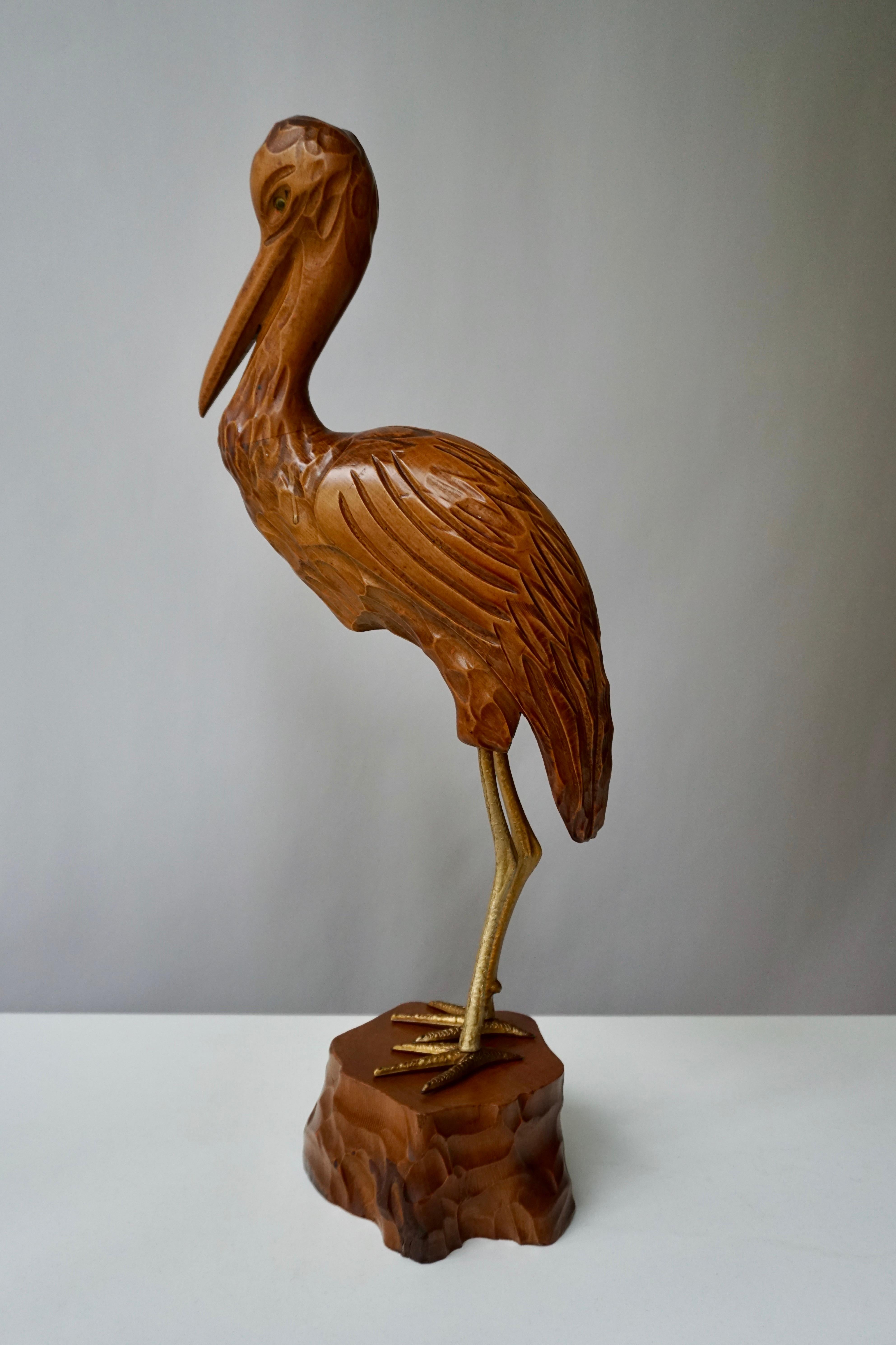 Mid-Century Modern Metal and Wood Ibis Bird Sculptures For Sale 5