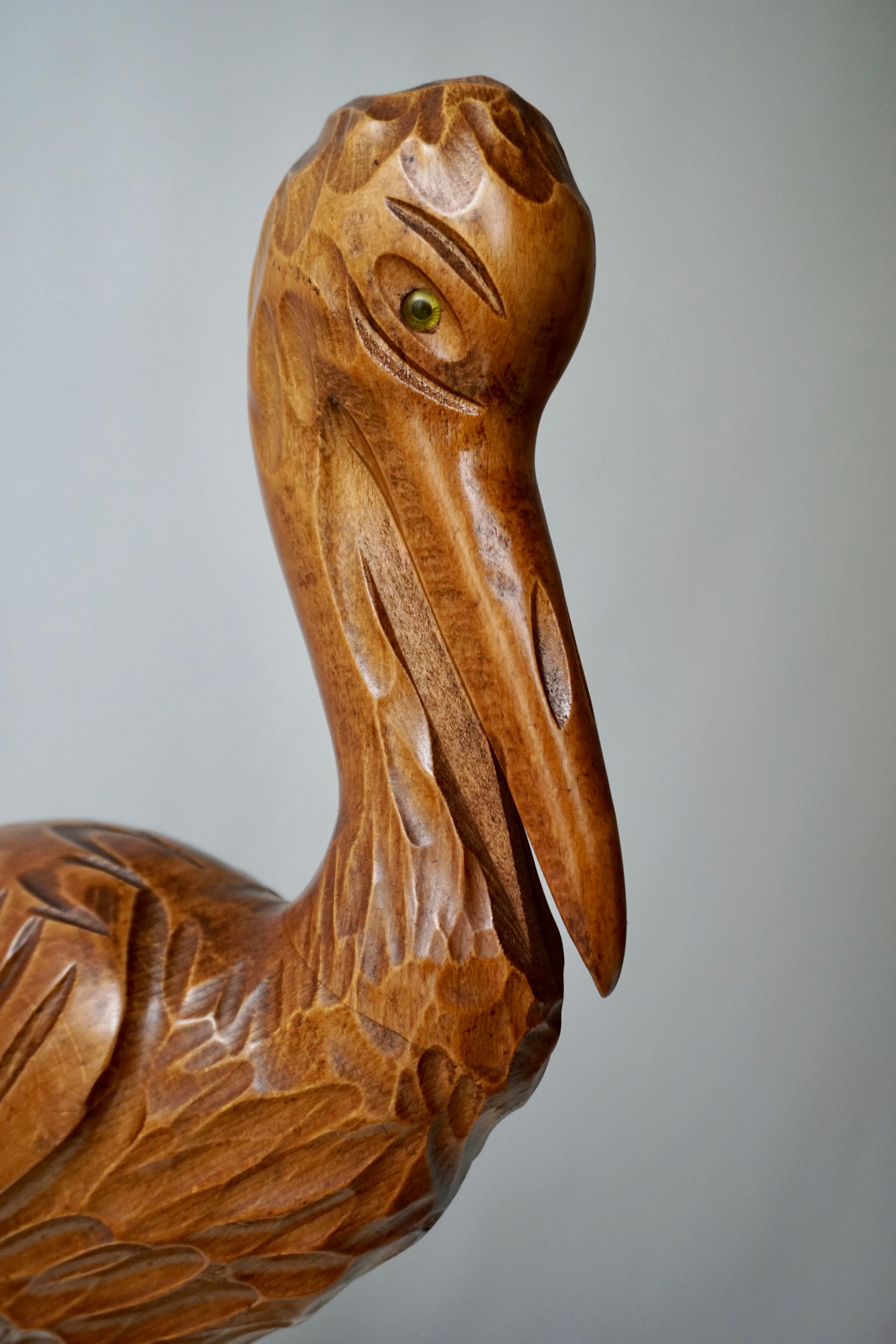 Mid-Century Modern Metal and Wood Ibis Bird Sculptures For Sale 8