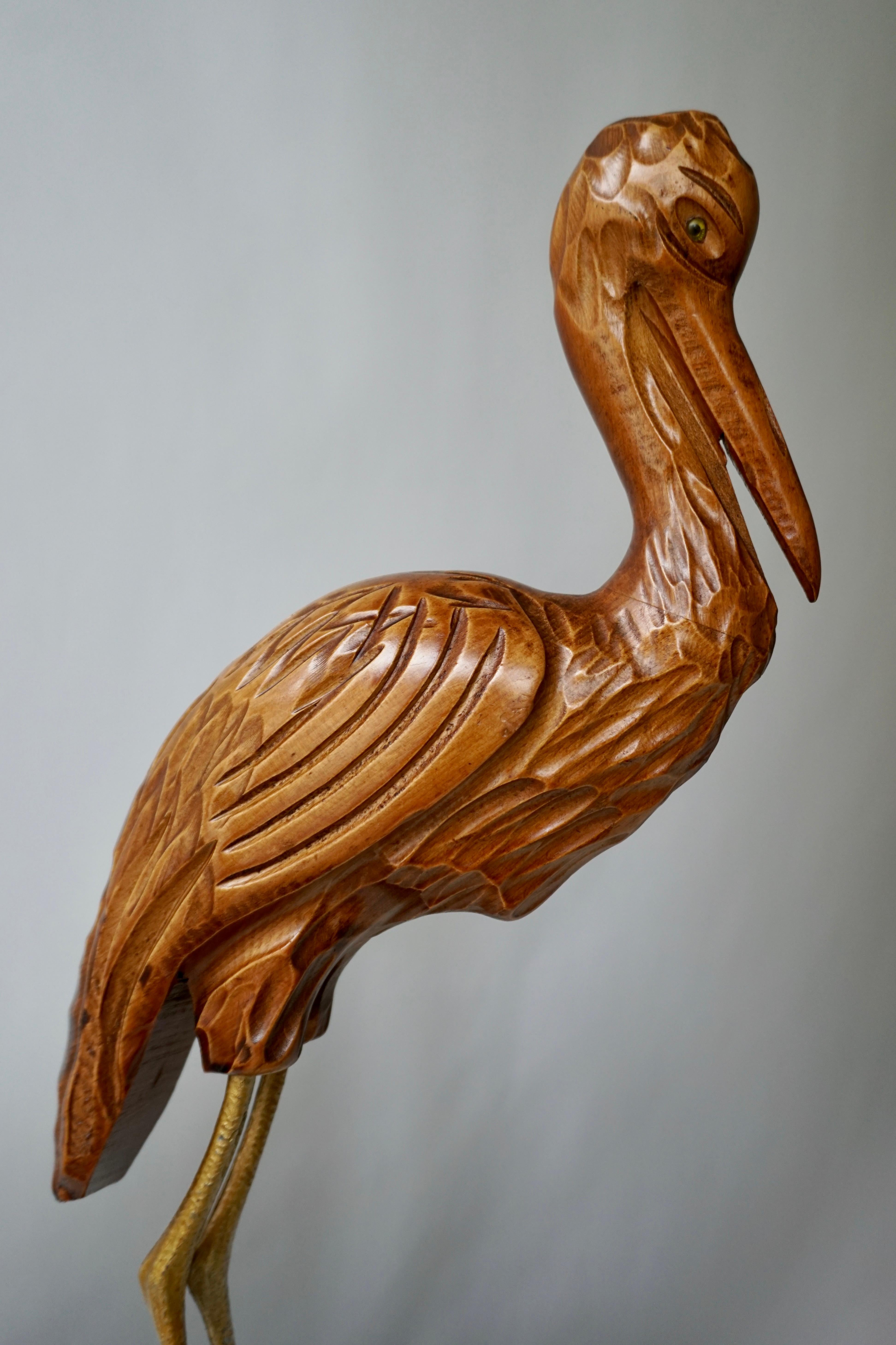 Mid-Century Modern Metal and Wood Ibis Bird Sculptures For Sale 9