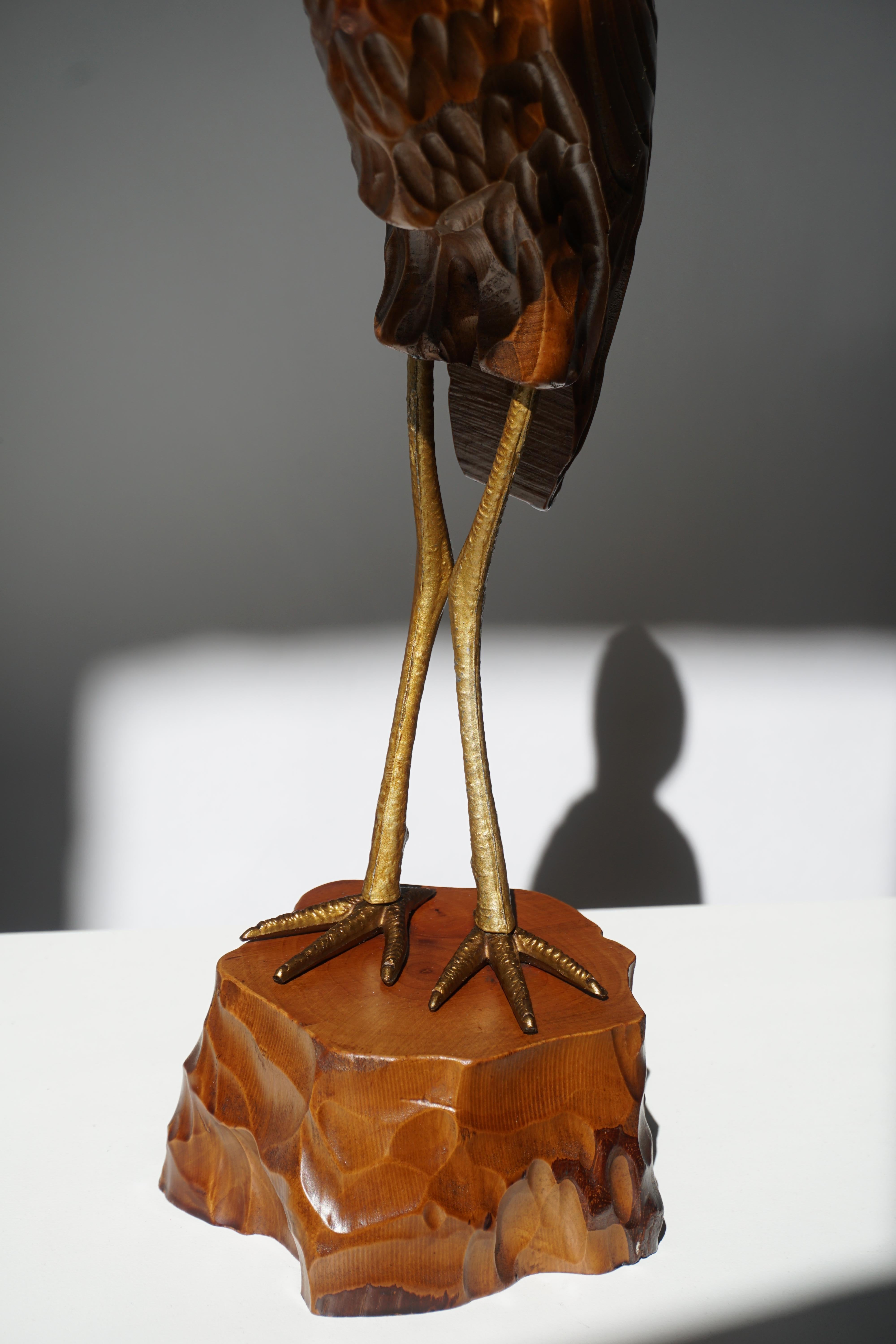Mid-Century Modern Metal and Wood Ibis Bird Sculptures For Sale 12