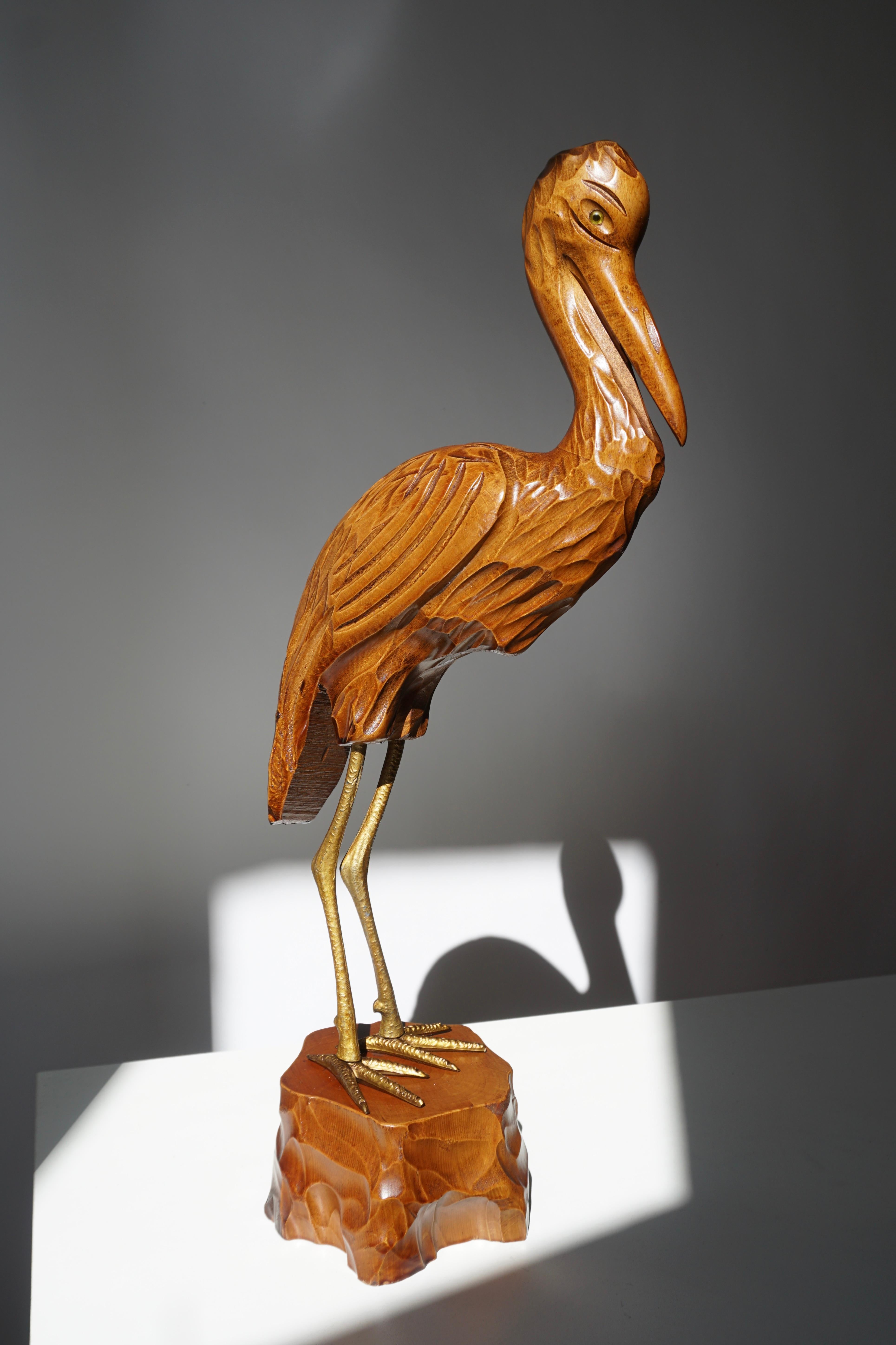 Mid-Century Modern wood and metal long-legged ibis bird sculptures.
Measures: Height 21 inch, 54 cm.
Width 6 inch, 15 cm.
Depth 7.8 inch, 20 cm.