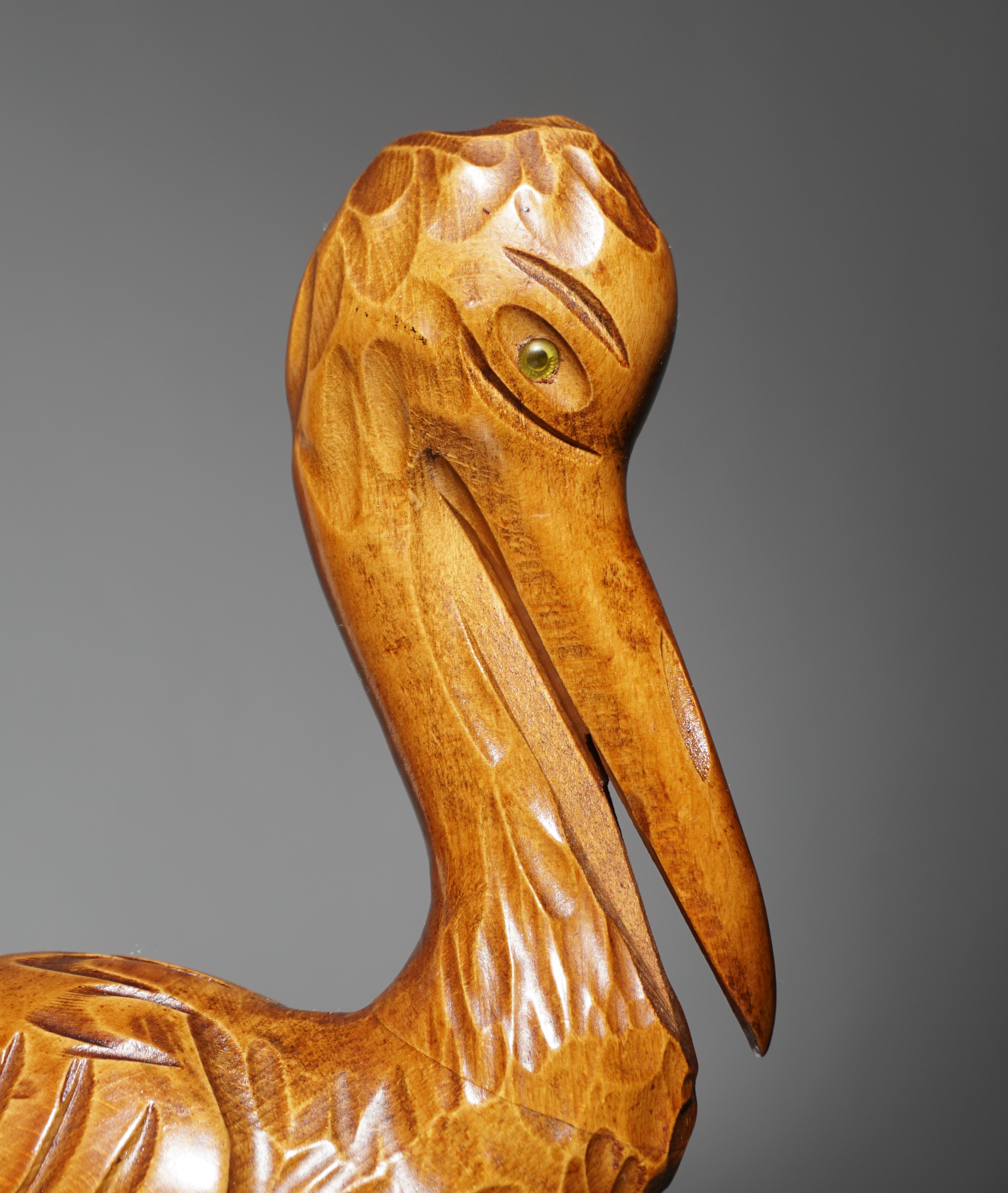 Mid-Century Modern Metal and Wood Ibis Bird Sculptures For Sale 14