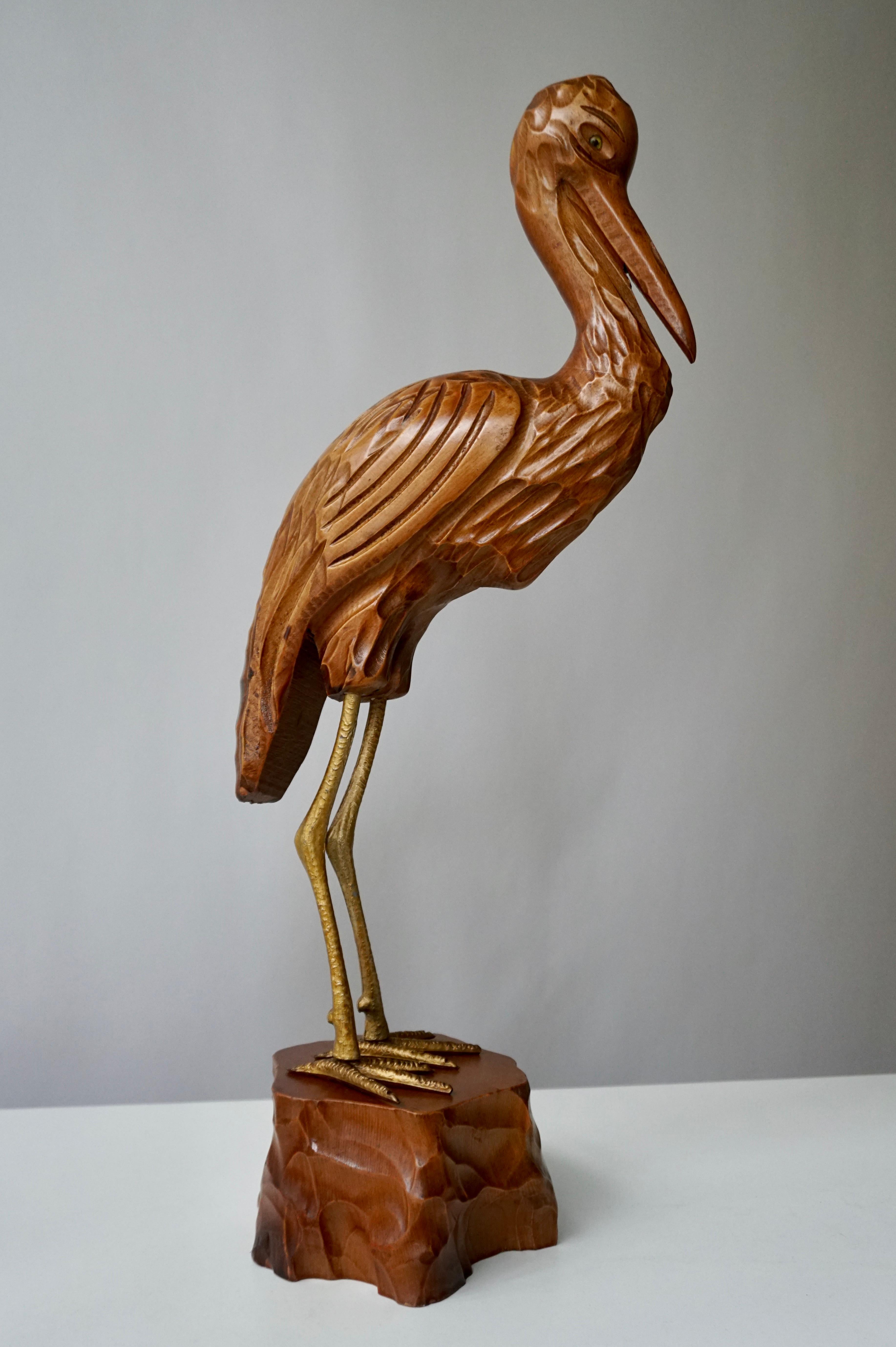 Mid-Century Modern Metal and Wood Ibis Bird Sculptures For Sale 2