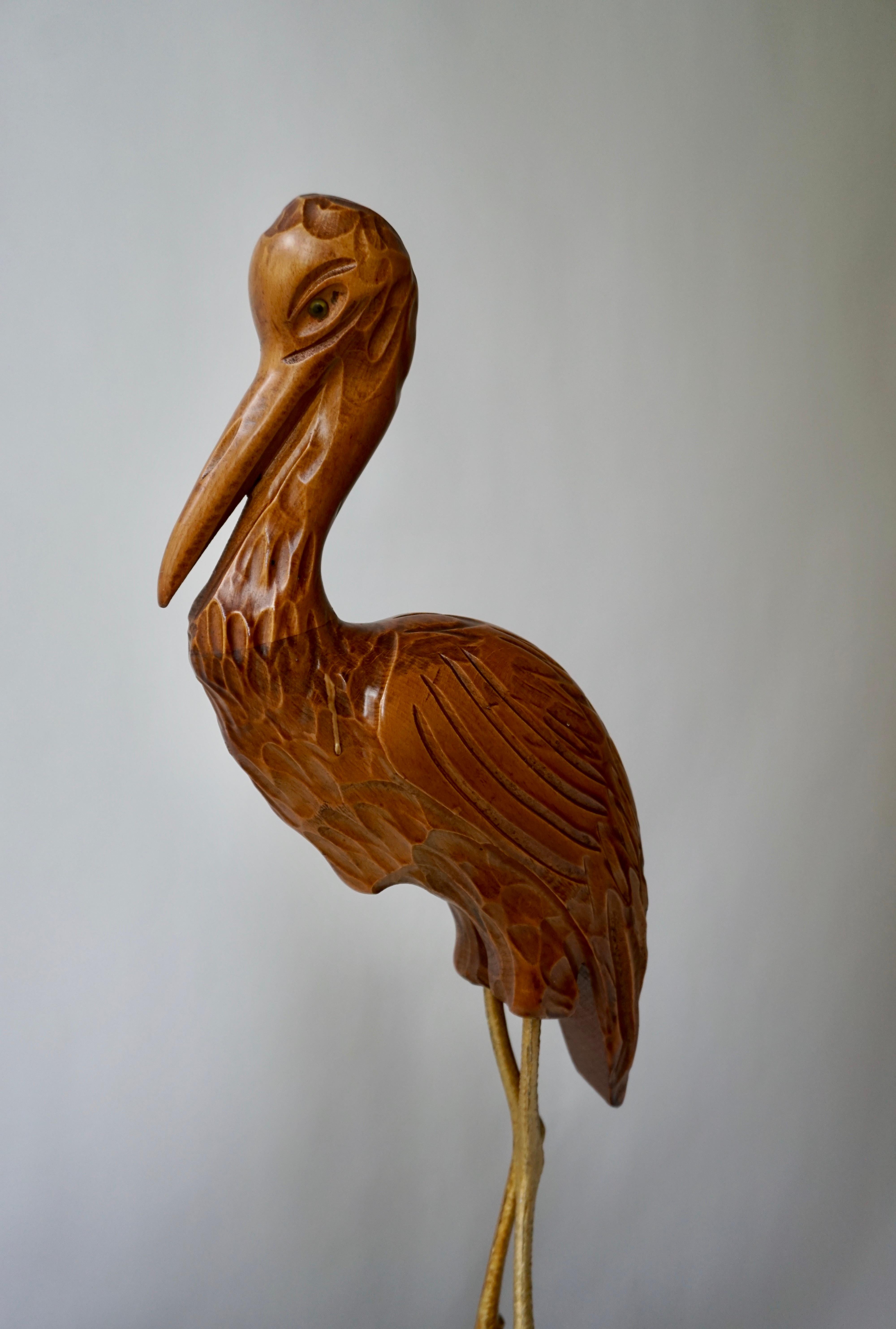 Mid-Century Modern Metal and Wood Ibis Bird Sculptures For Sale 3