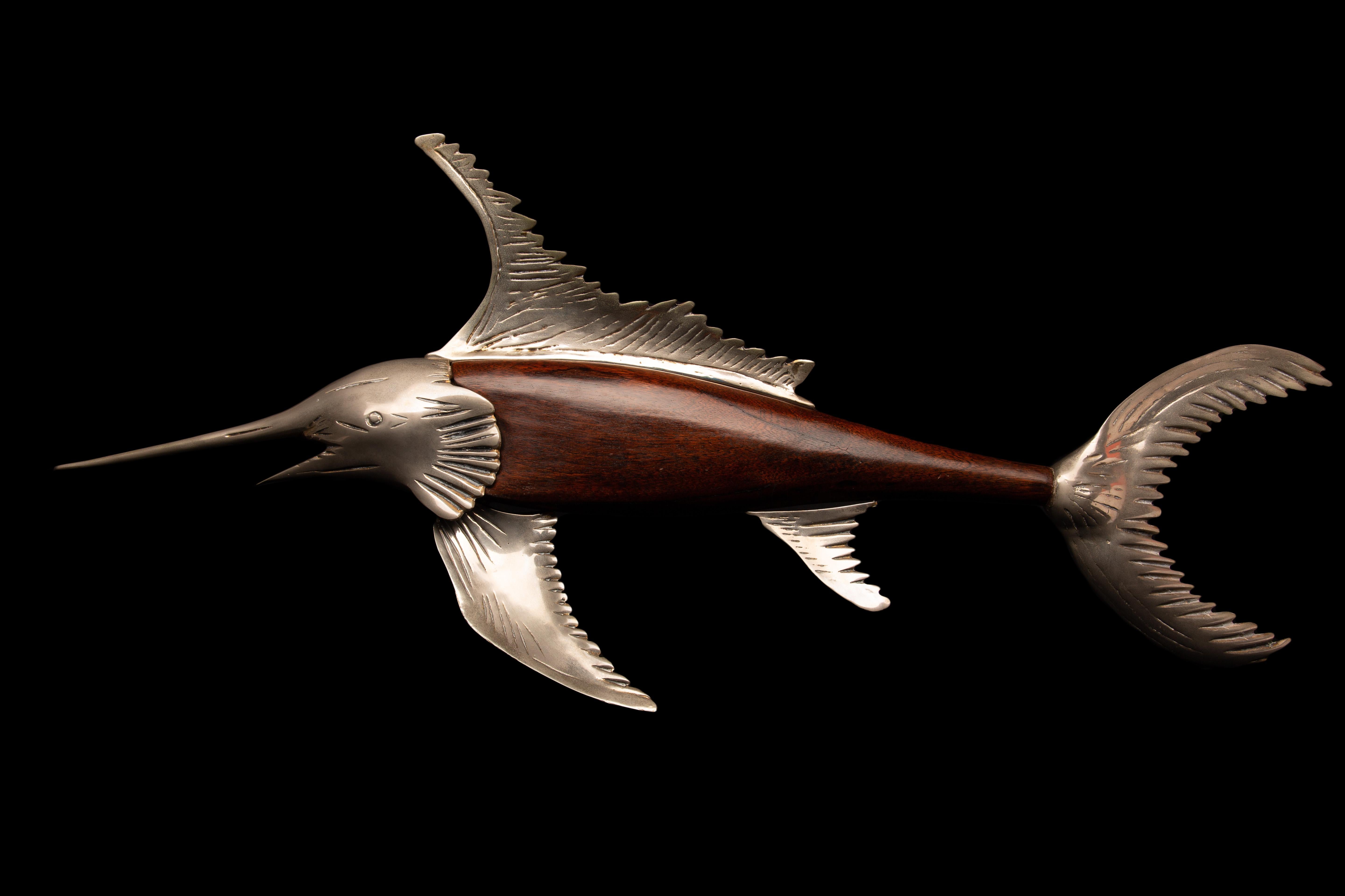 Mid-Century Modern Metal and Wood Swordfish In Excellent Condition For Sale In New York, NY