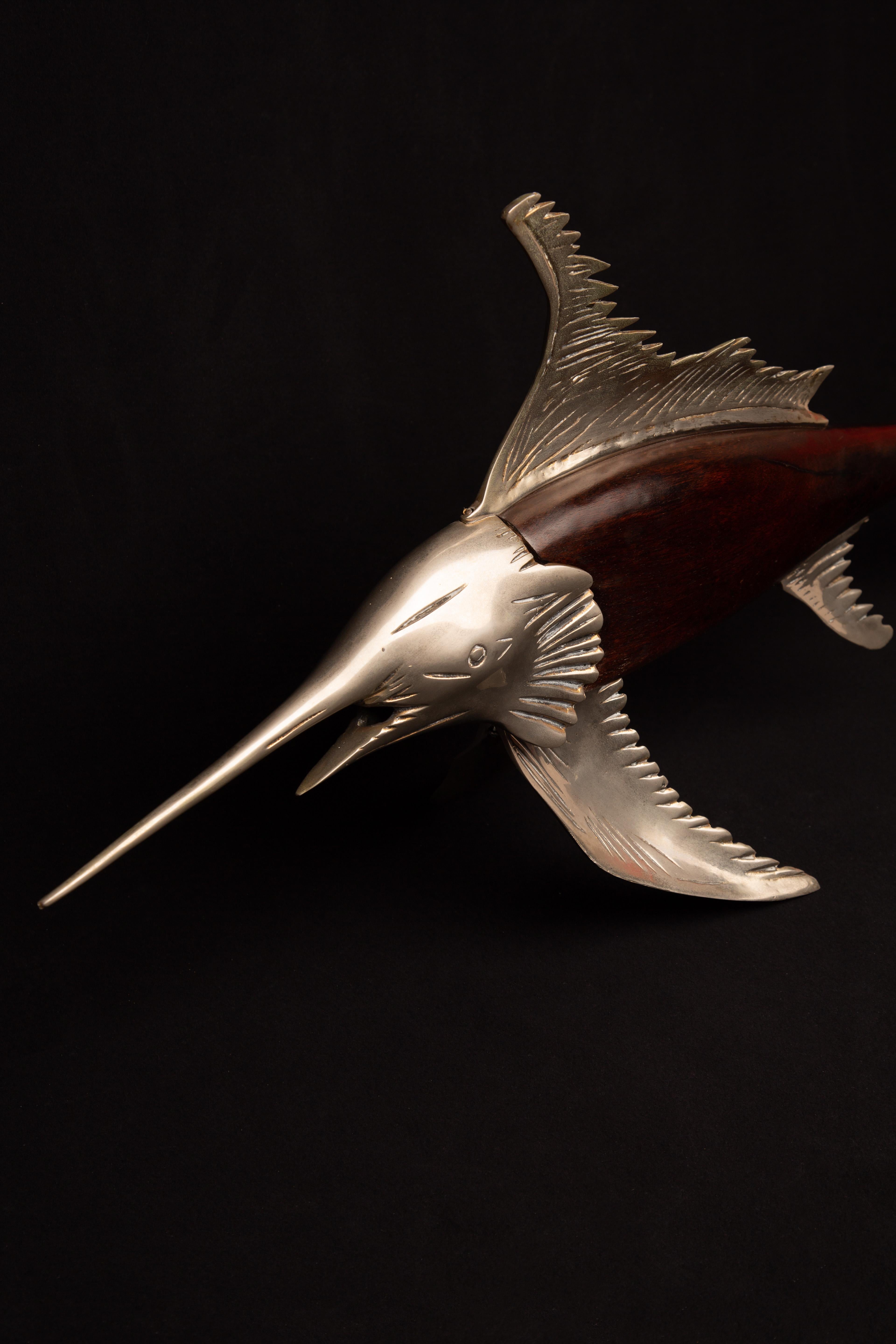 Mid-Century Modern Metal and Wood Swordfish For Sale 1