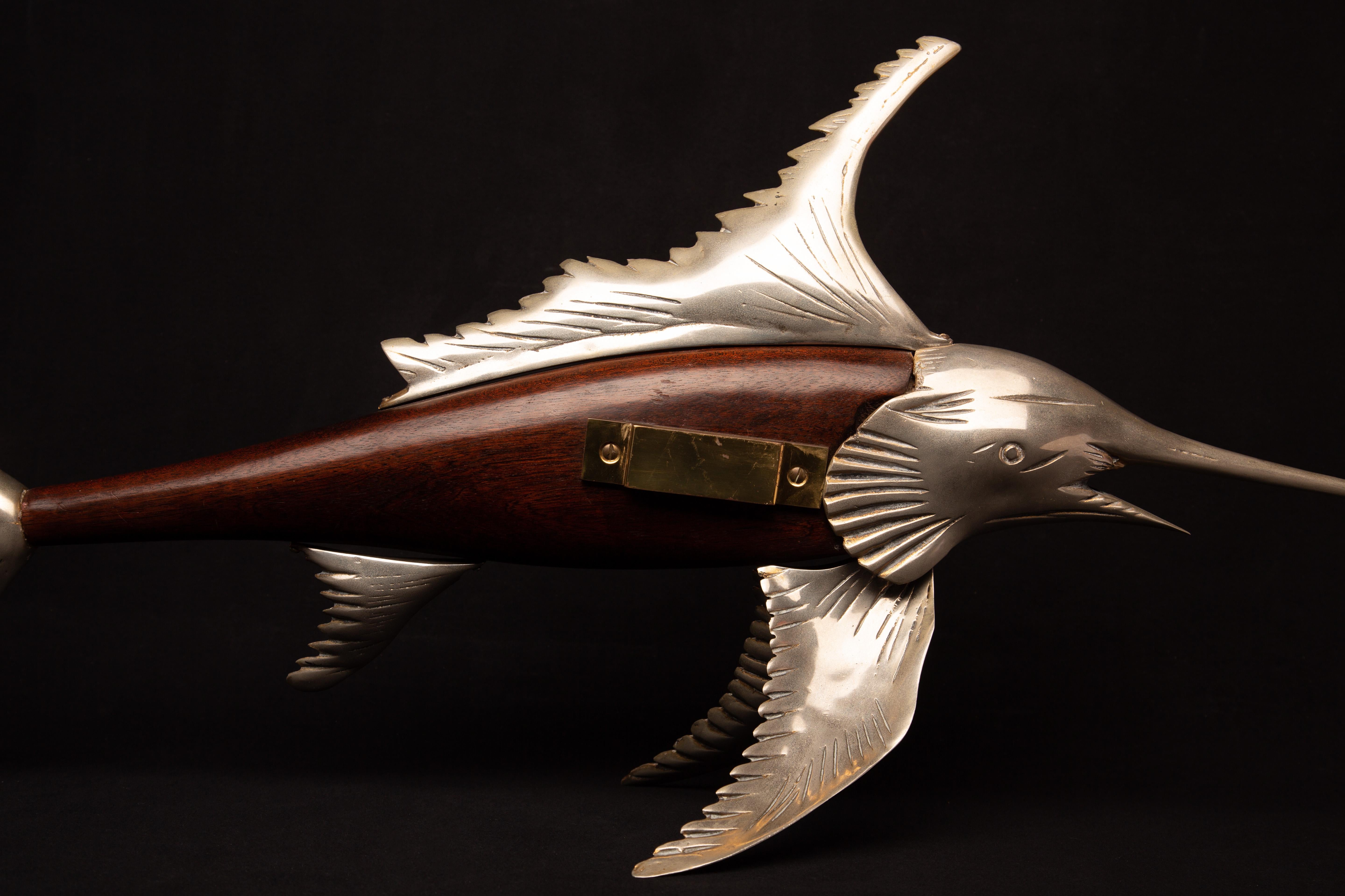 Mid-Century Modern Metal and Wood Swordfish For Sale 2