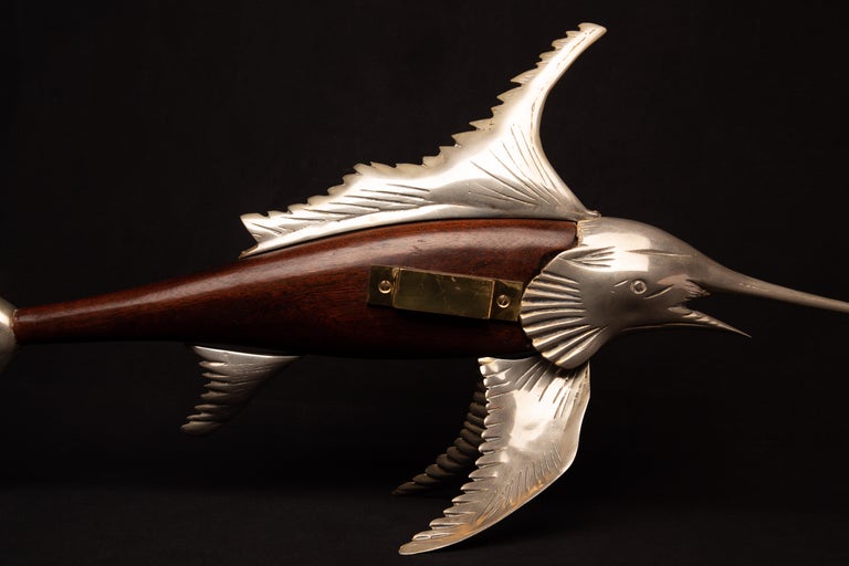MidCentury Modern Metal and Wood Swordfish For Sale at 1stDibs