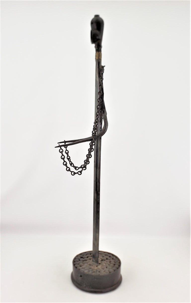 Mid-Century Modern Metal Brutalist Stylized Figurative Sculpture Marked 