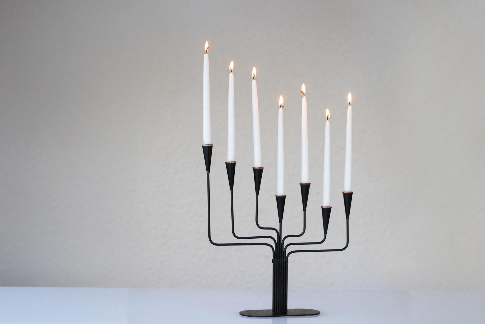 Mid-Century Modern metal Candlestick holder by Gunnar Ander, Ystad metal, Sweden 3