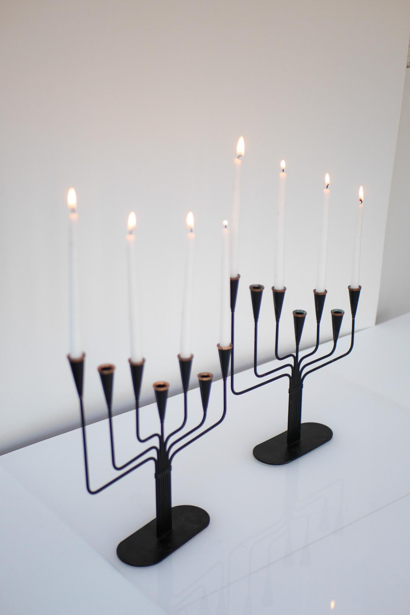 Mid-Century Modern metal Candlestick holder by Gunnar Ander, Ystad metal, Sweden 4