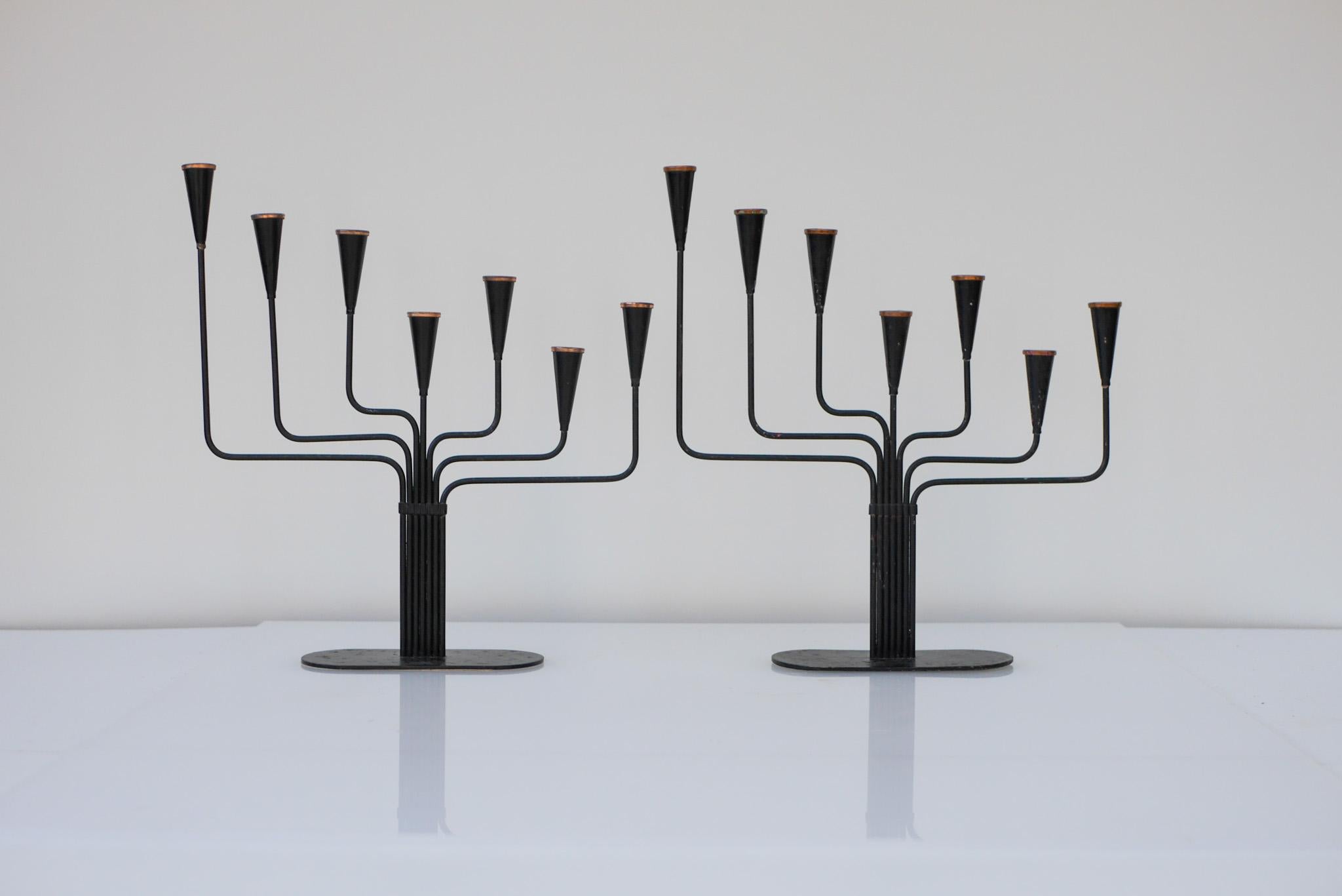 Swedish Mid-Century Modern metal Candlestick holder by Gunnar Ander, Ystad metal, Sweden