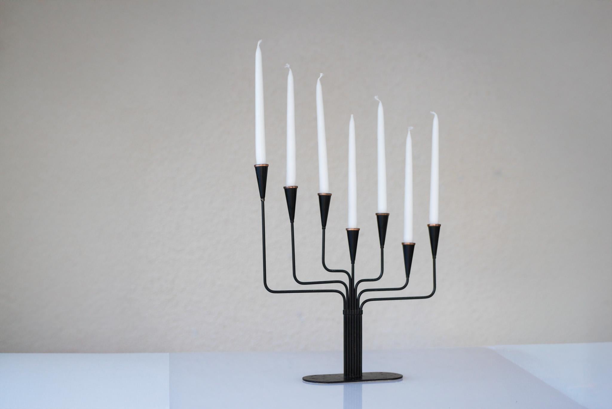 Hand-Crafted Mid-Century Modern metal Candlestick holder by Gunnar Ander, Ystad metal, Sweden