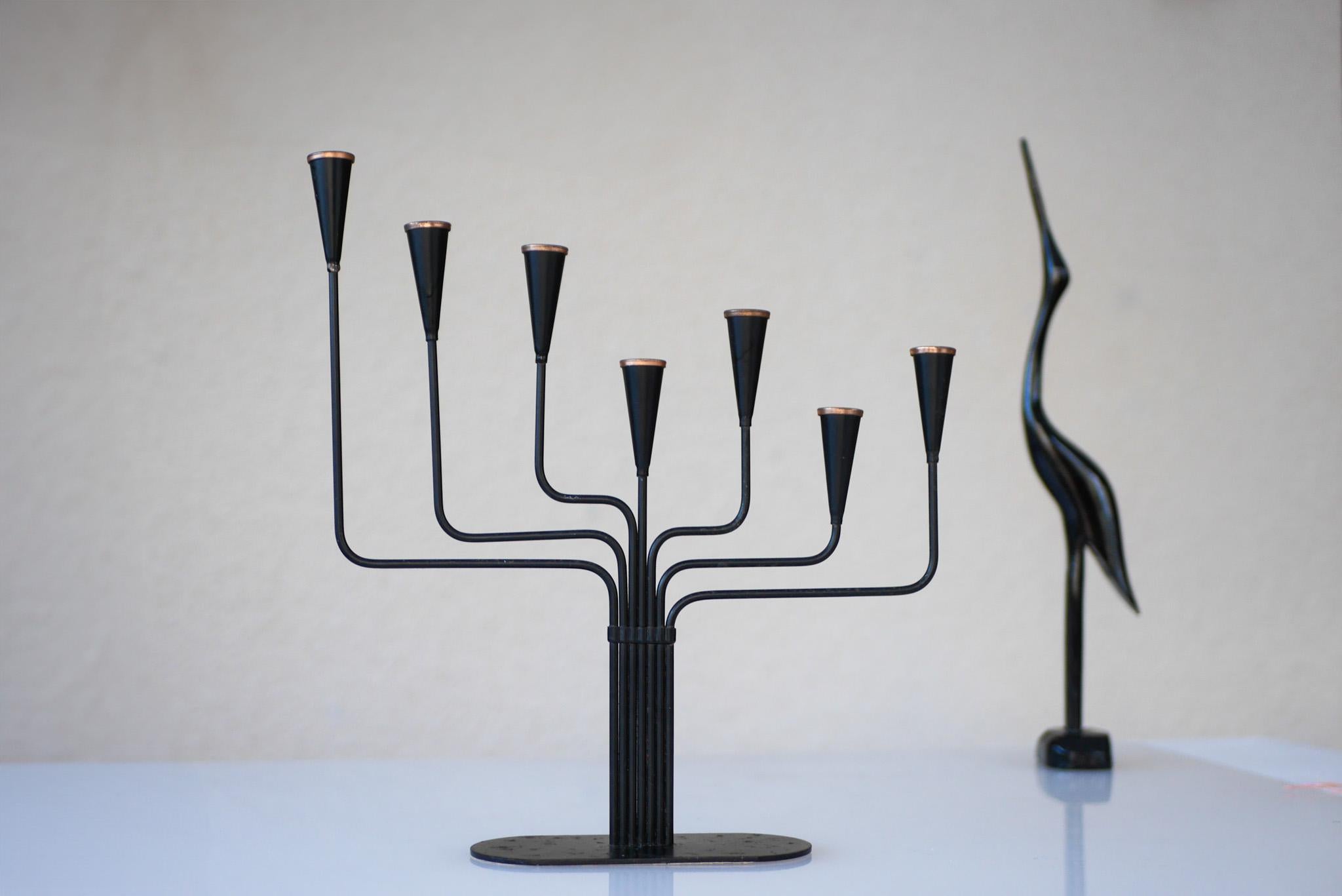 Mid-Century Modern metal Candlestick holder by Gunnar Ander, Ystad metal, Sweden In Good Condition In Skarpnäck, SE