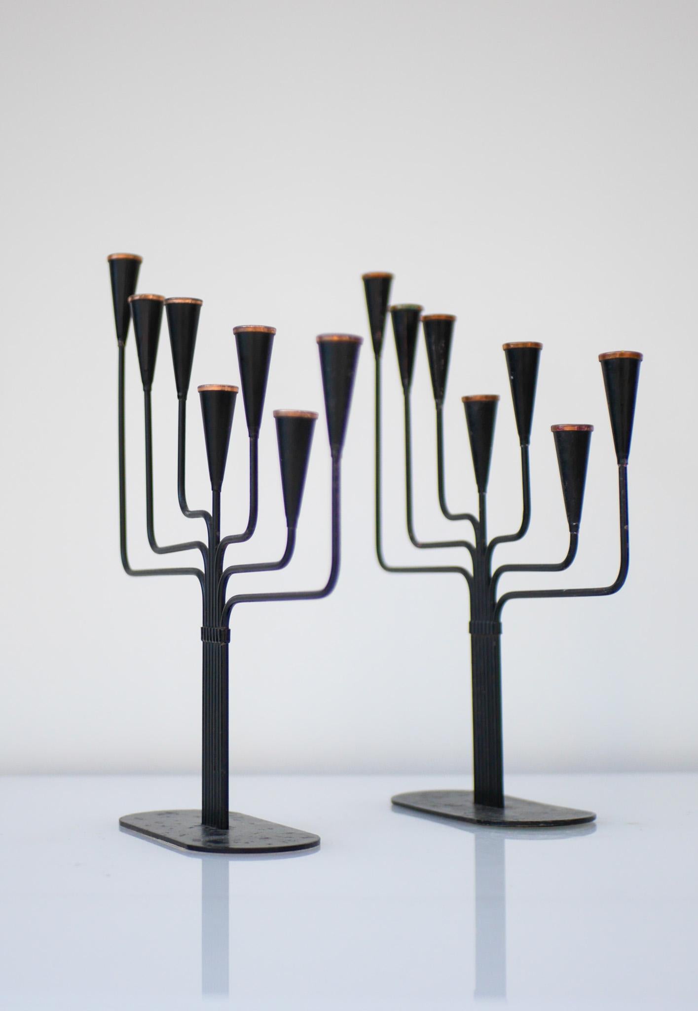 Mid-Century Modern metal Candlestick holder by Gunnar Ander, Ystad metal, Sweden In Good Condition In Skarpnäck, SE