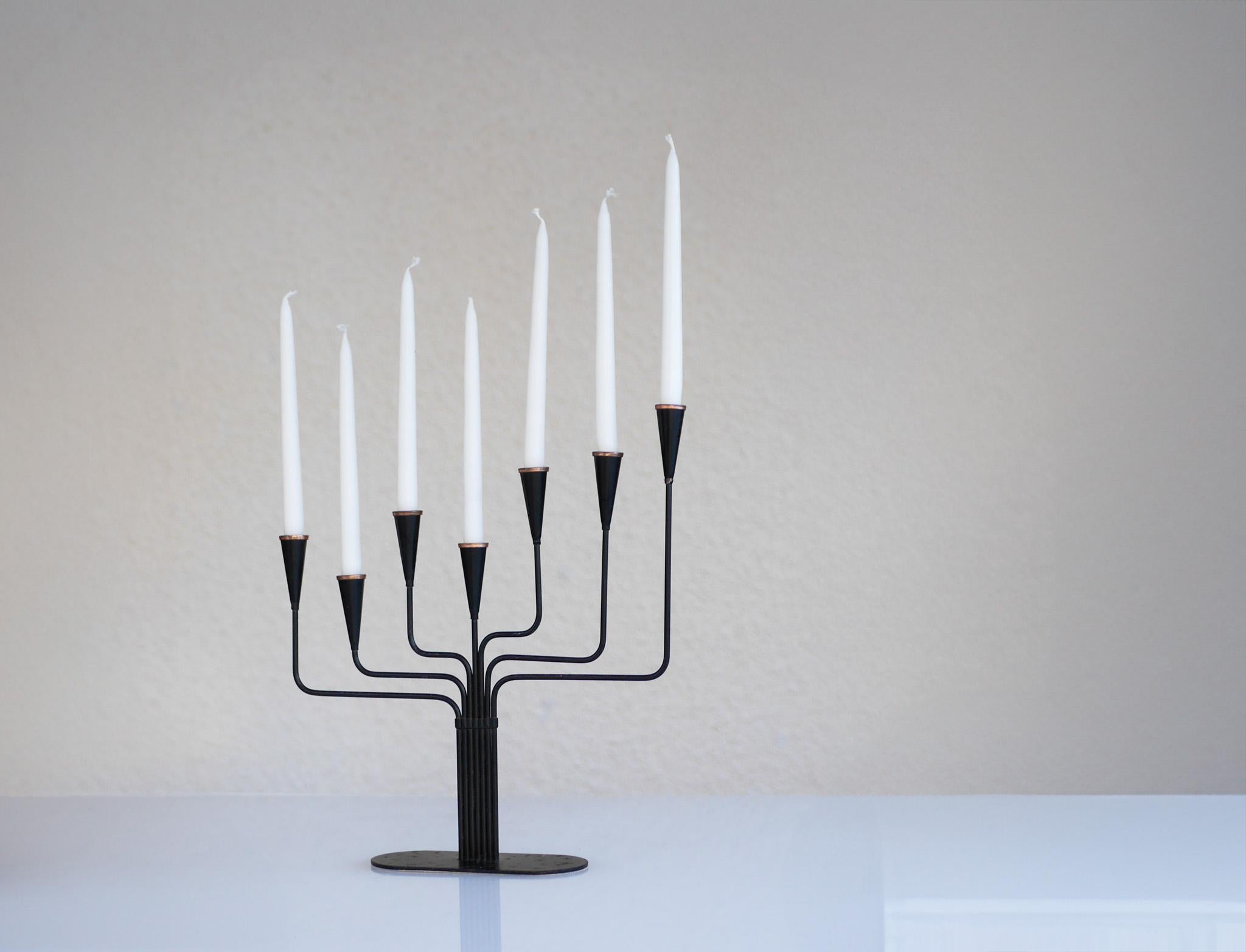 Metal Mid-Century Modern metal Candlestick holder by Gunnar Ander, Ystad metal, Sweden