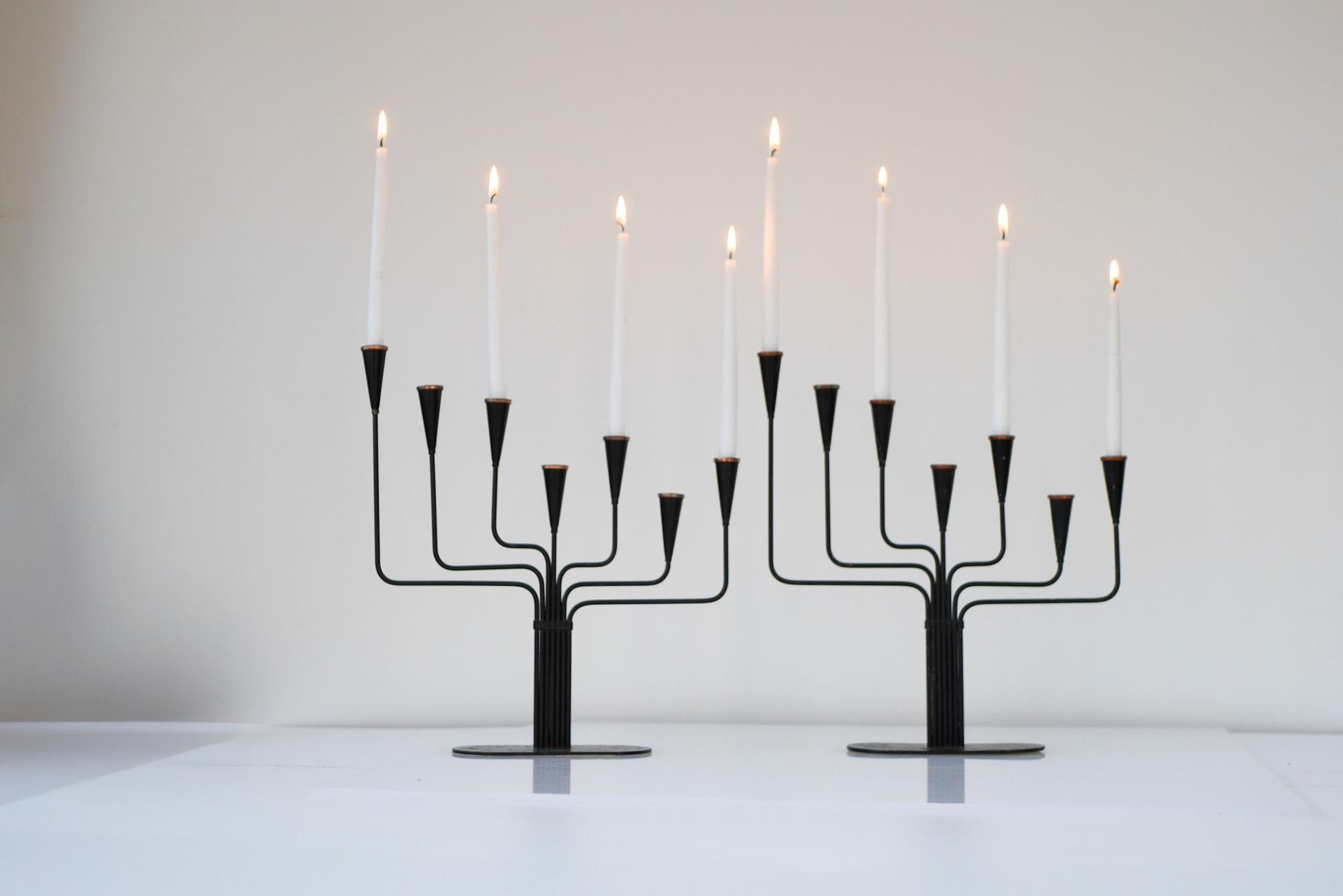 Mid-Century Modern metal Candlestick holder by Gunnar Ander, Ystad metal, Sweden 2