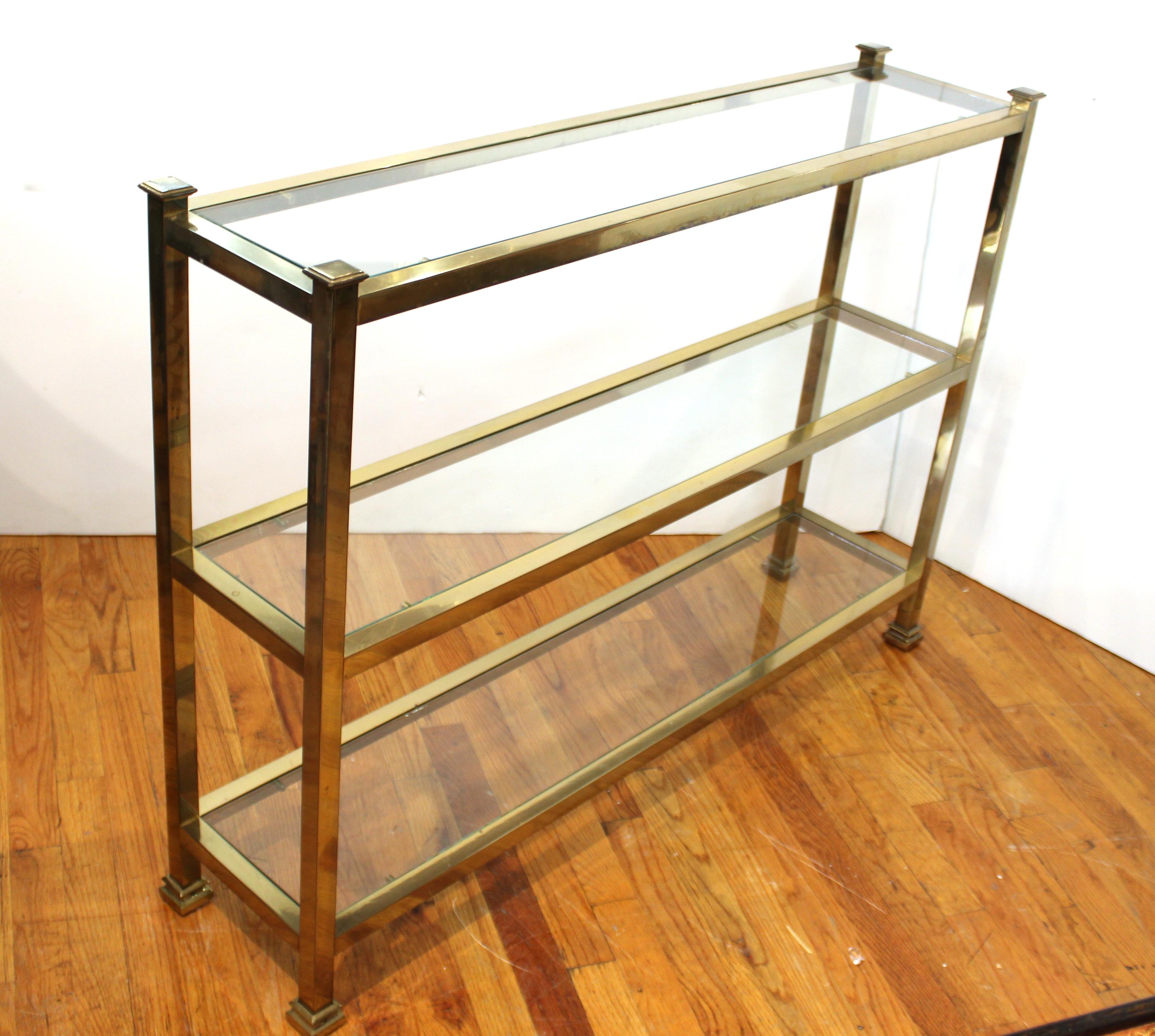 Mid-Century Modern Metal Console with Glass Shelving 1