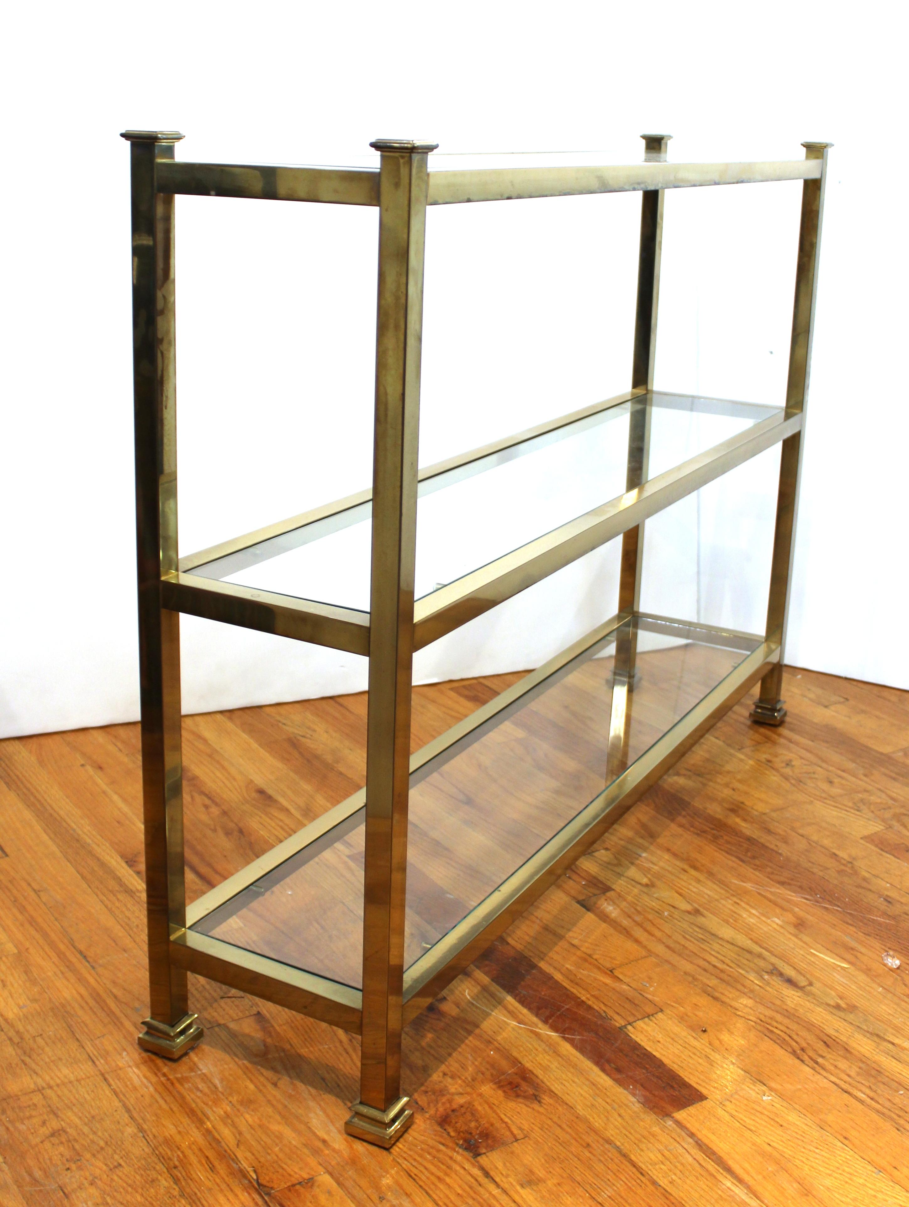 Mid-Century Modern Metal Console with Glass Shelving 2