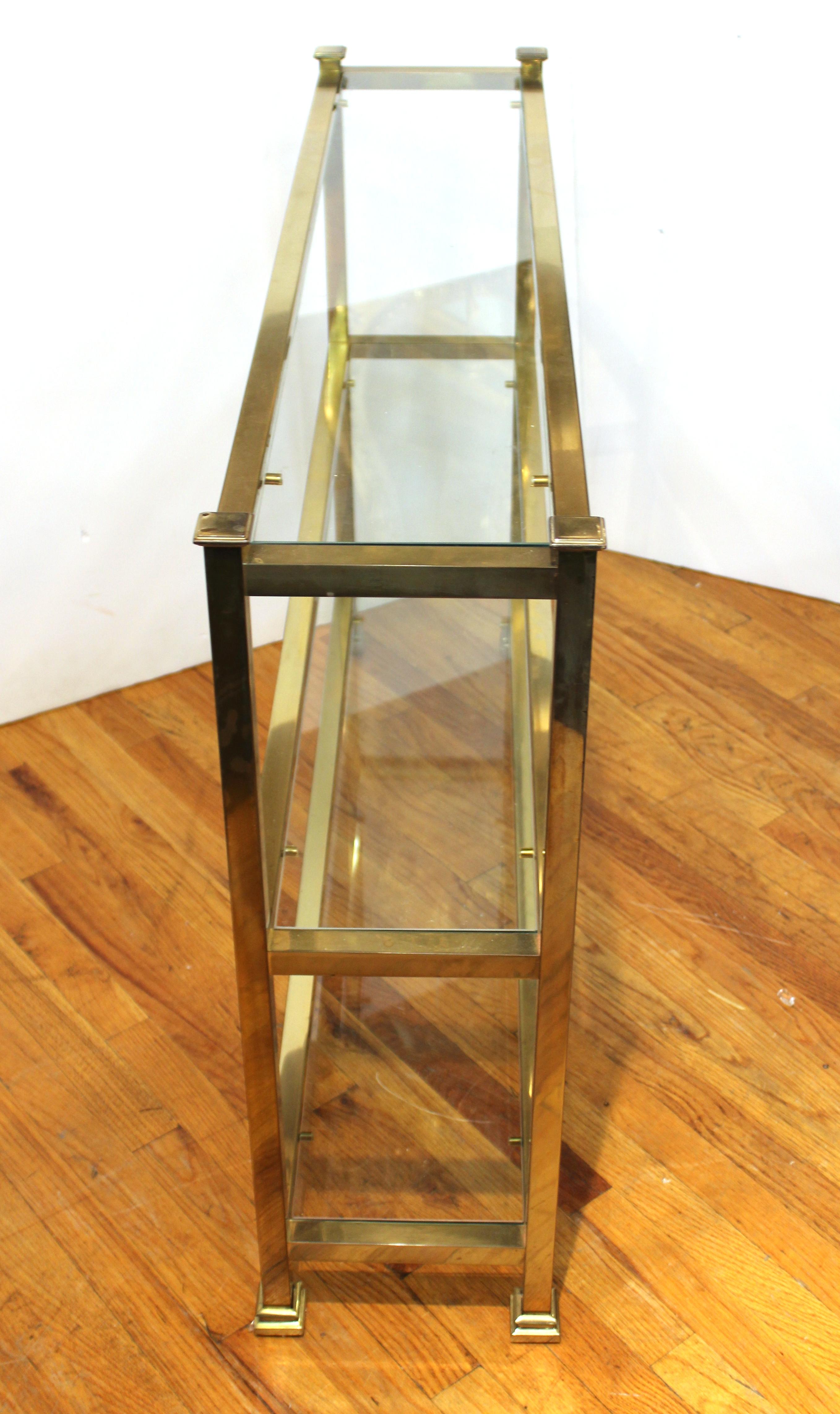 Mid-Century Modern Metal Console with Glass Shelving 3