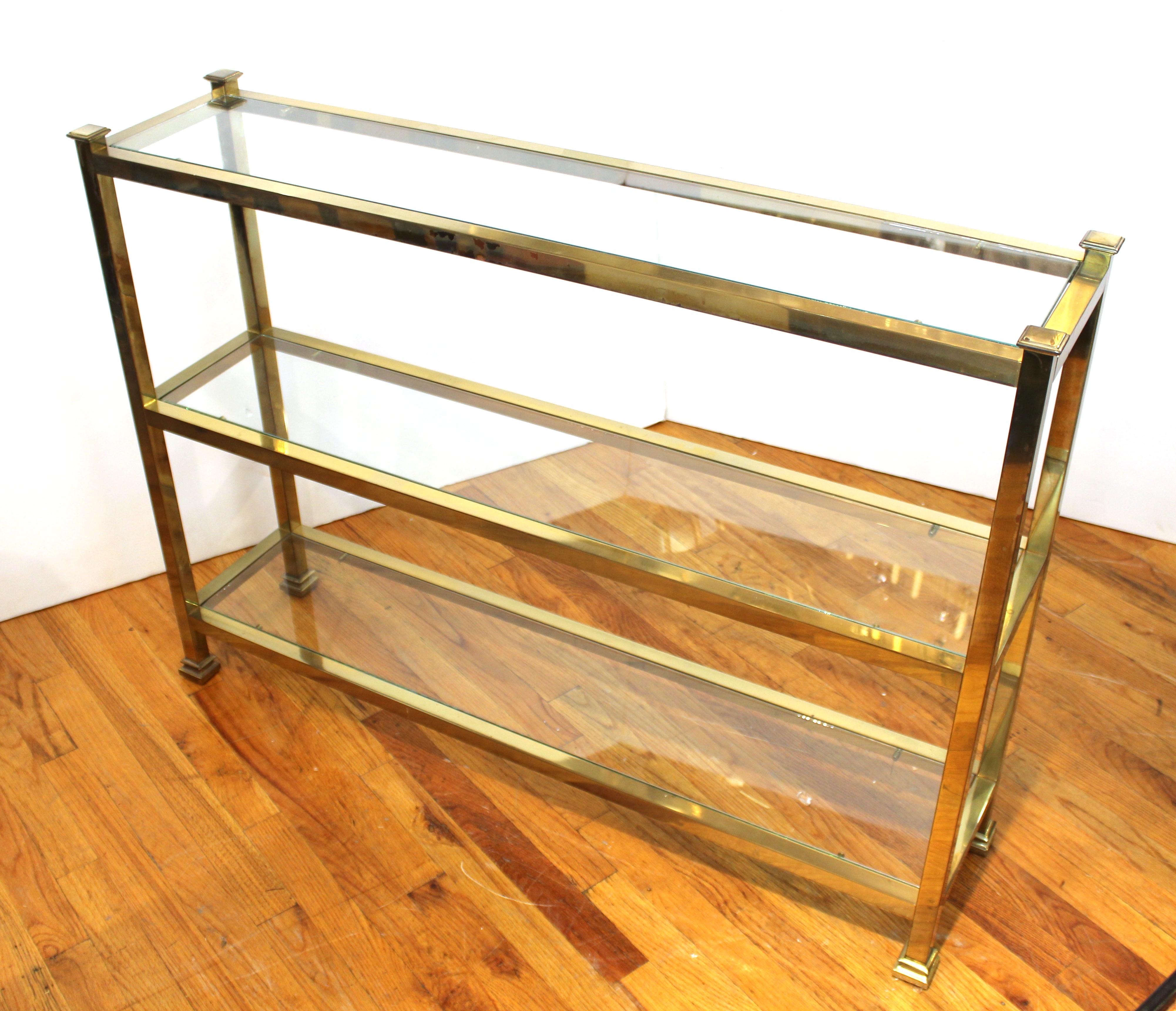 Mid-Century Modern Metal Console with Glass Shelving 4