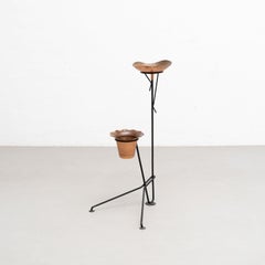 Mid-Century Modern Metal French Plant Stand Ashtray After Mathieu Matégot