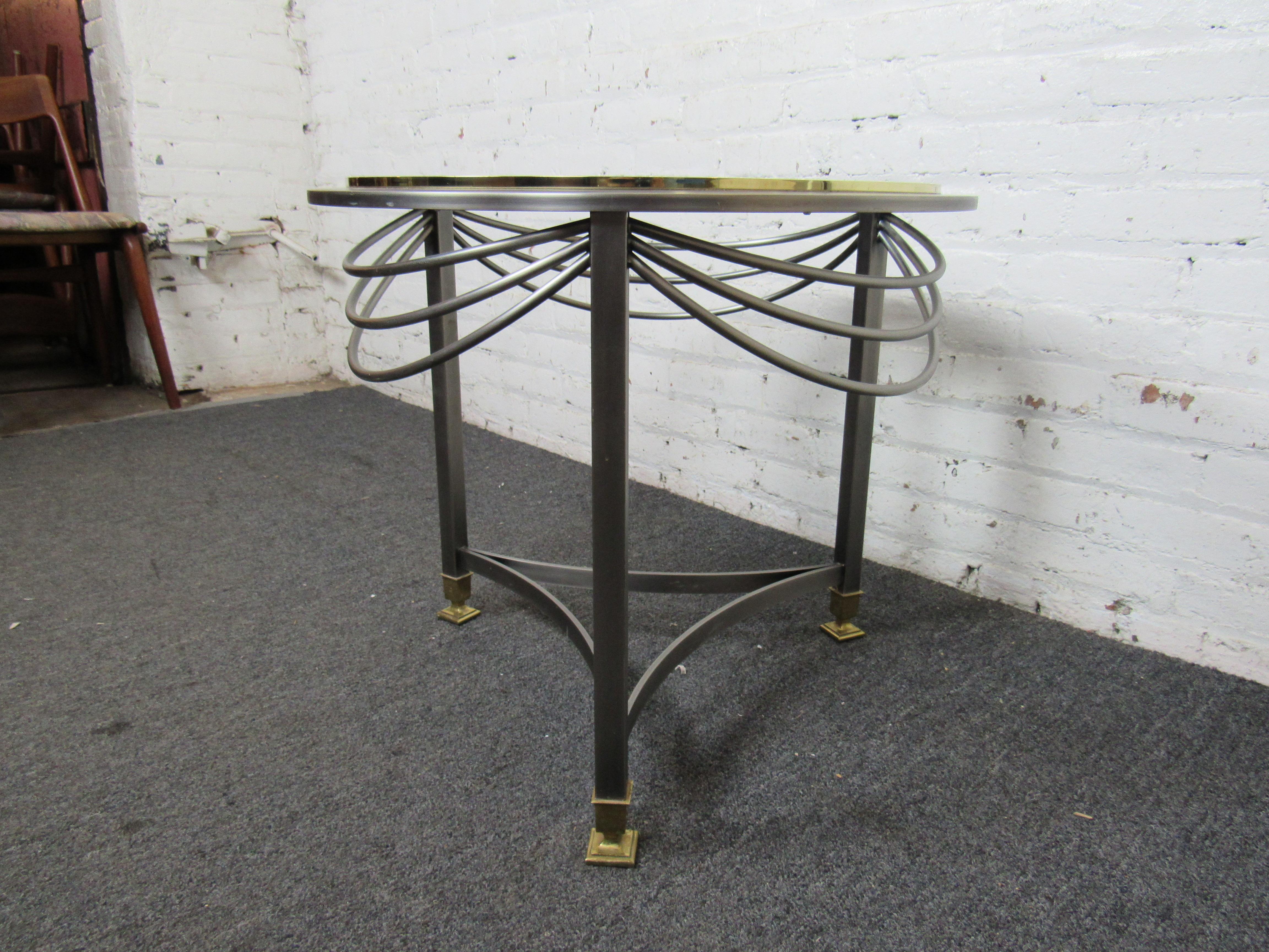 20th Century Mid-Century Modern Metal & Glass Coffee Table For Sale
