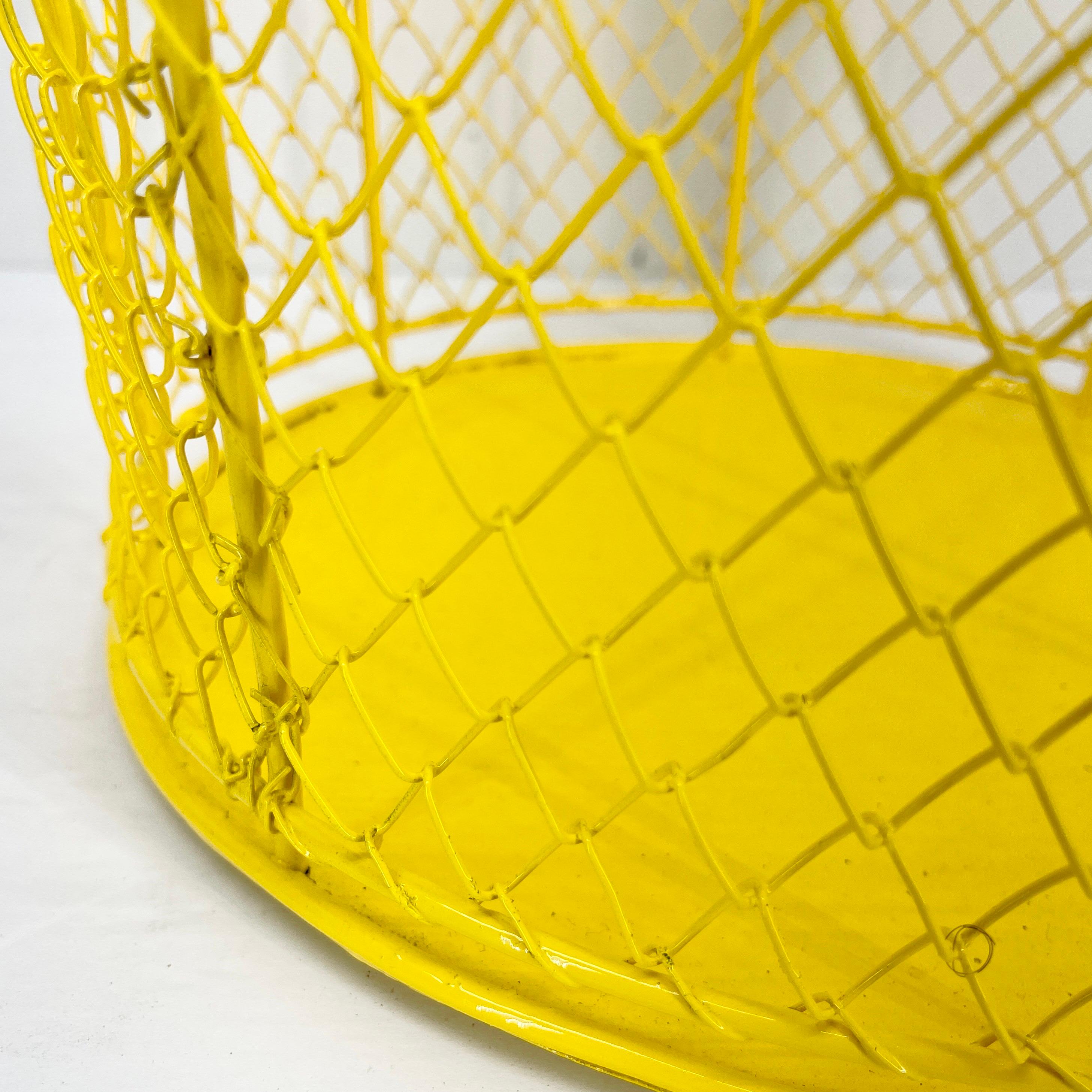 Mid-Century Modern Metal Hamper or Trash Can, Powder Coated Yellow 1
