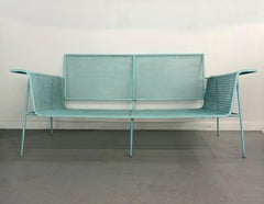 Mid-Century Modern Metal Mesh Settee in the Style of Russell Woodard