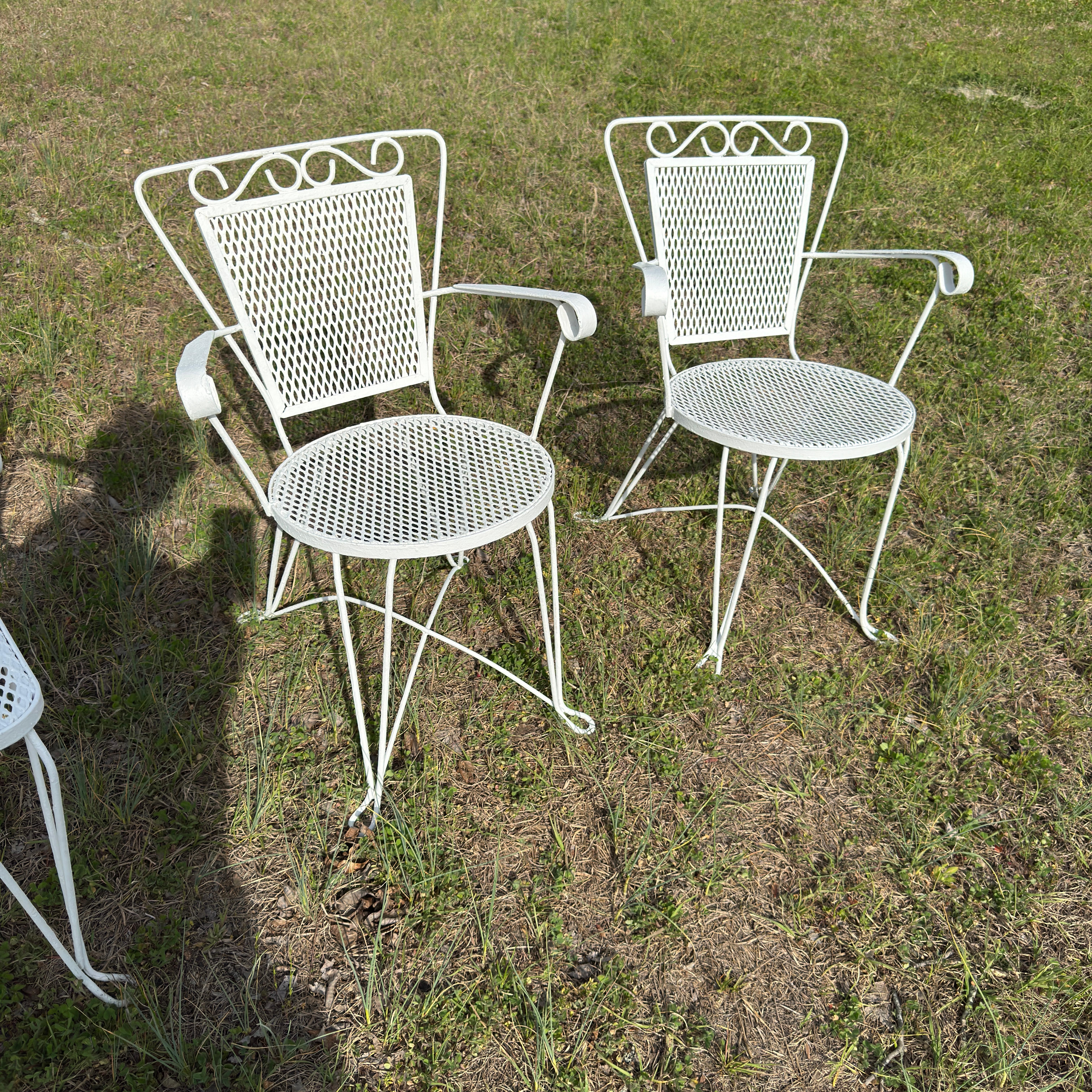 Mid Century Modern Metal Outdoor Furniture Set- 3 Pieces Hierro en venta