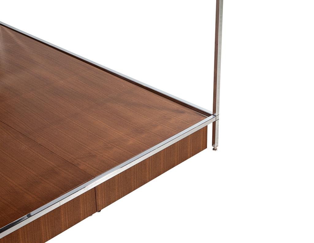 Stainless Steel Mid-Century Modern Metal Queen Size Bed Frame in the Style of Milo Baughman For Sale