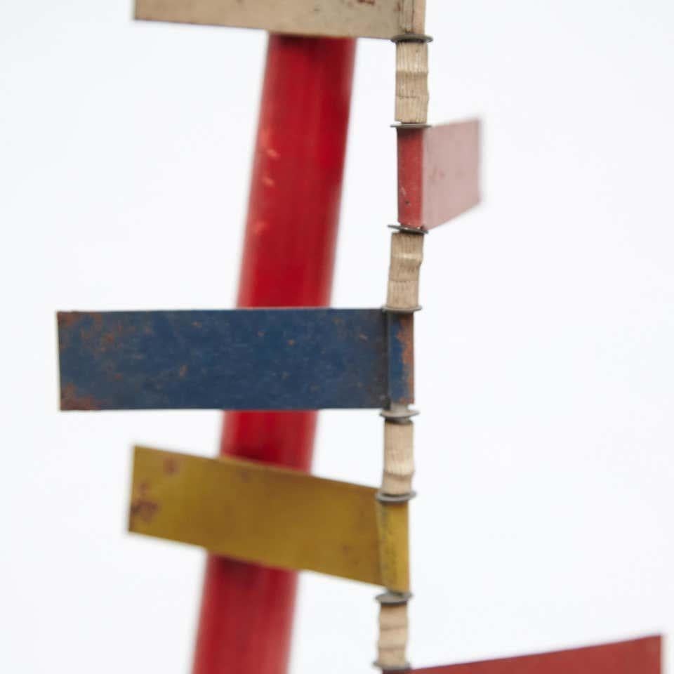 Mid-Century Modern Metal Red Blue Yellow Green White Sculpture For Sale 4